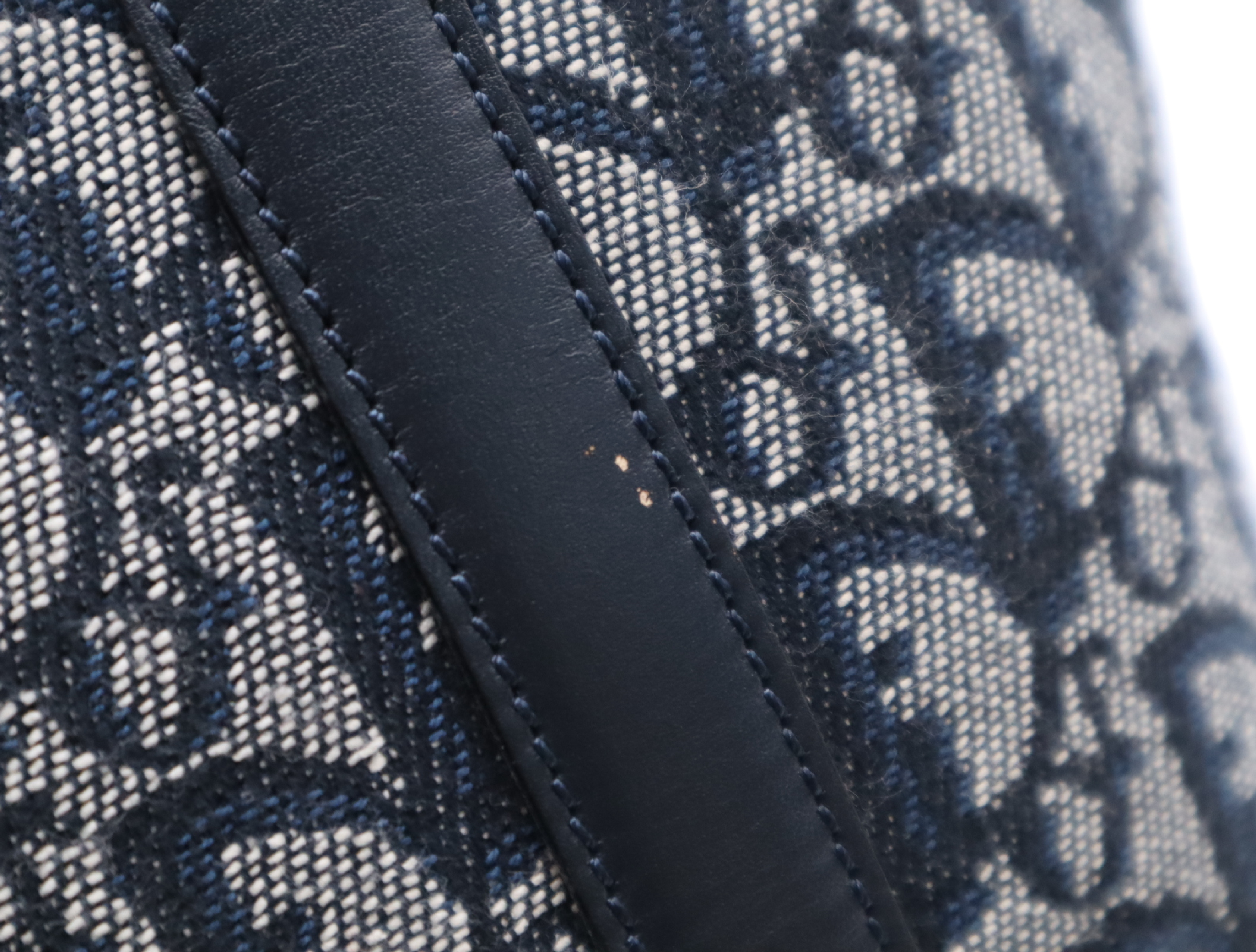 Canvas x Leather Trotter Handbag, Navy, Gold Hardware — view 14