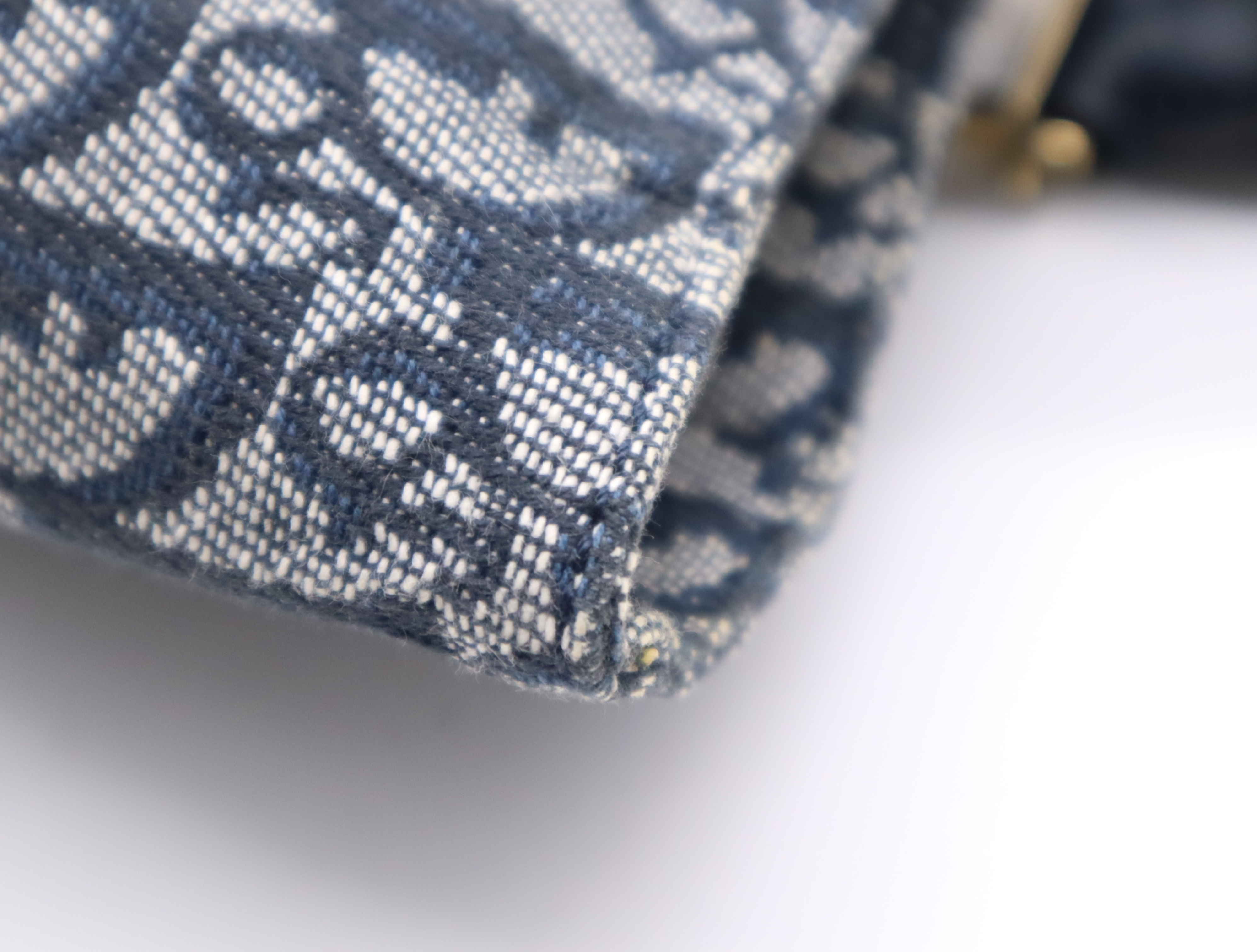Canvas x Leather Trotter Handbag, Navy, Gold Hardware — view 8