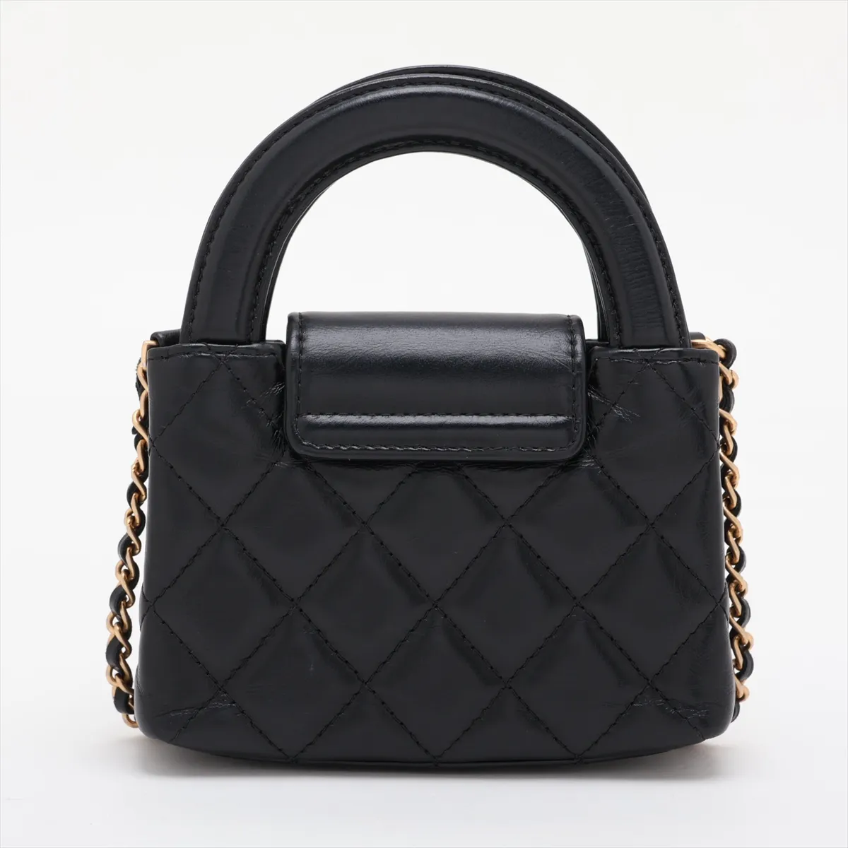 Matelassé Leather 2-Way Shoulder Bag, Black with Gold Hardware, HCP8PL72, Random Serial Number AP3435 — view 2