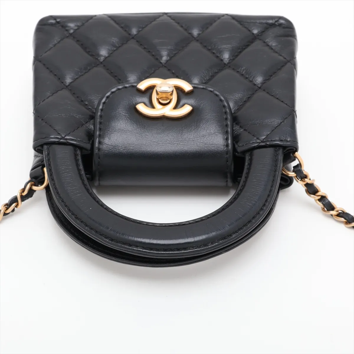 Matelassé Leather 2-Way Shoulder Bag, Black with Gold Hardware, HCP8PL72, Random Serial Number AP3435 — view 5