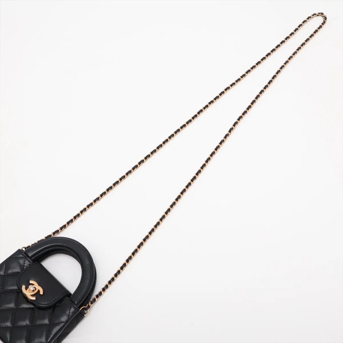 Matelassé Leather 2-Way Shoulder Bag, Black with Gold Hardware, HCP8PL72, Random Serial Number AP3435 — view 7