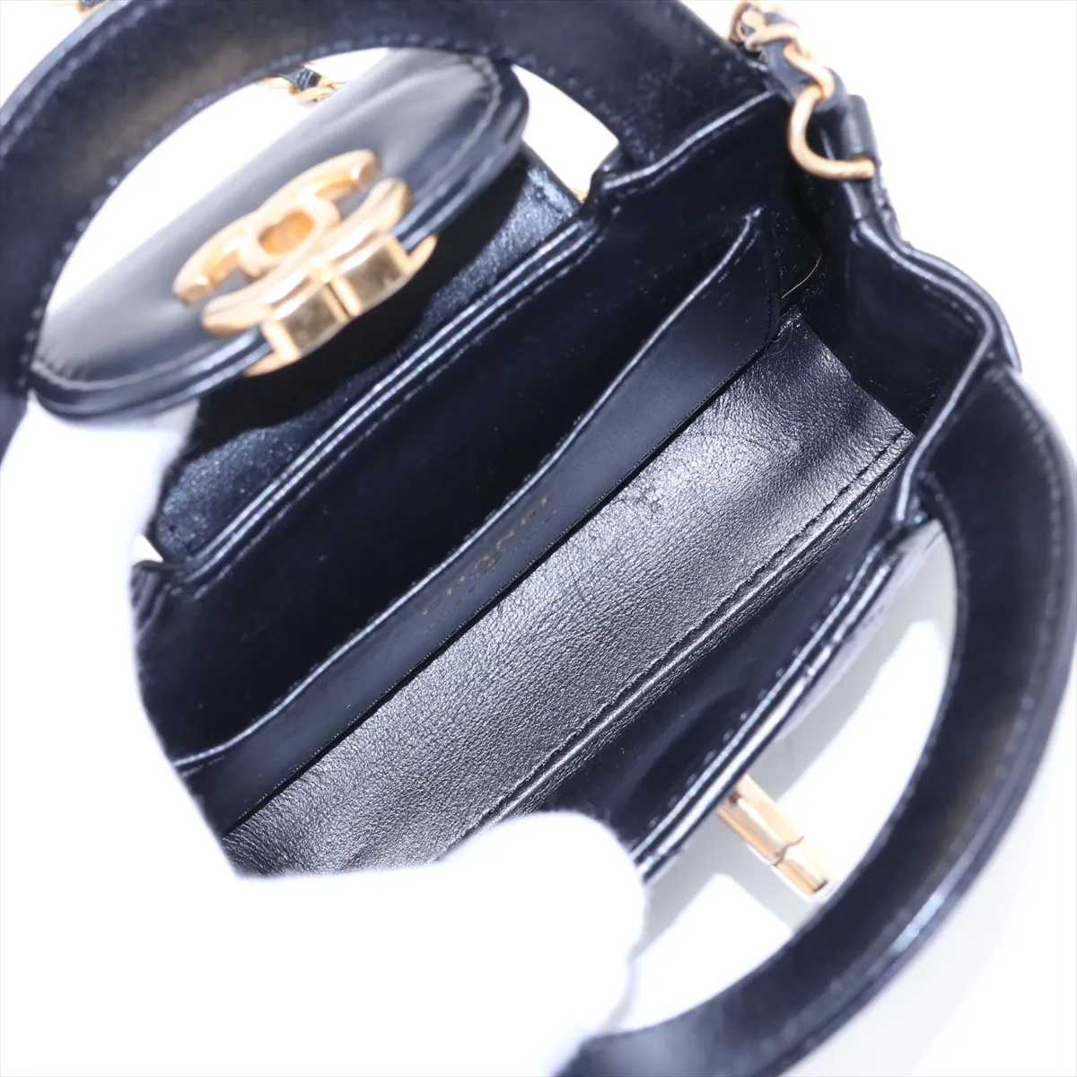 Matelassé Leather 2-Way Shoulder Bag, Black with Gold Hardware, HCP8PL72, Random Serial Number AP3435 — view 8