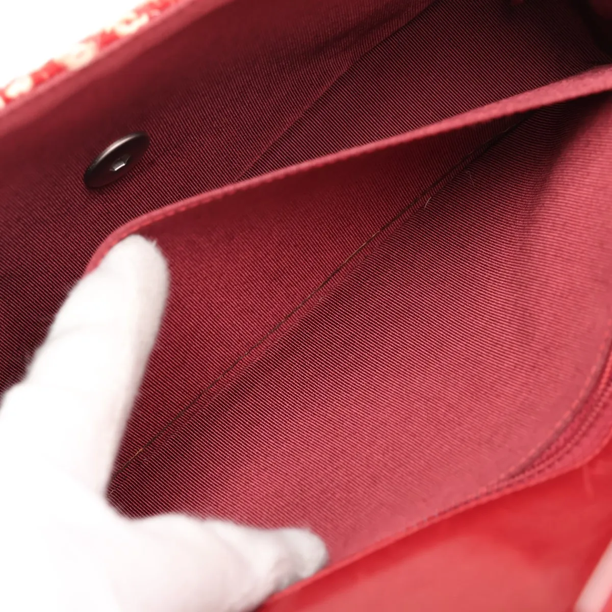 Coco Mark Tweed x Leather Single Flap Double Chain Bag, Red, Silver Hardware, 6273546 (Serial Number 6) — view 7