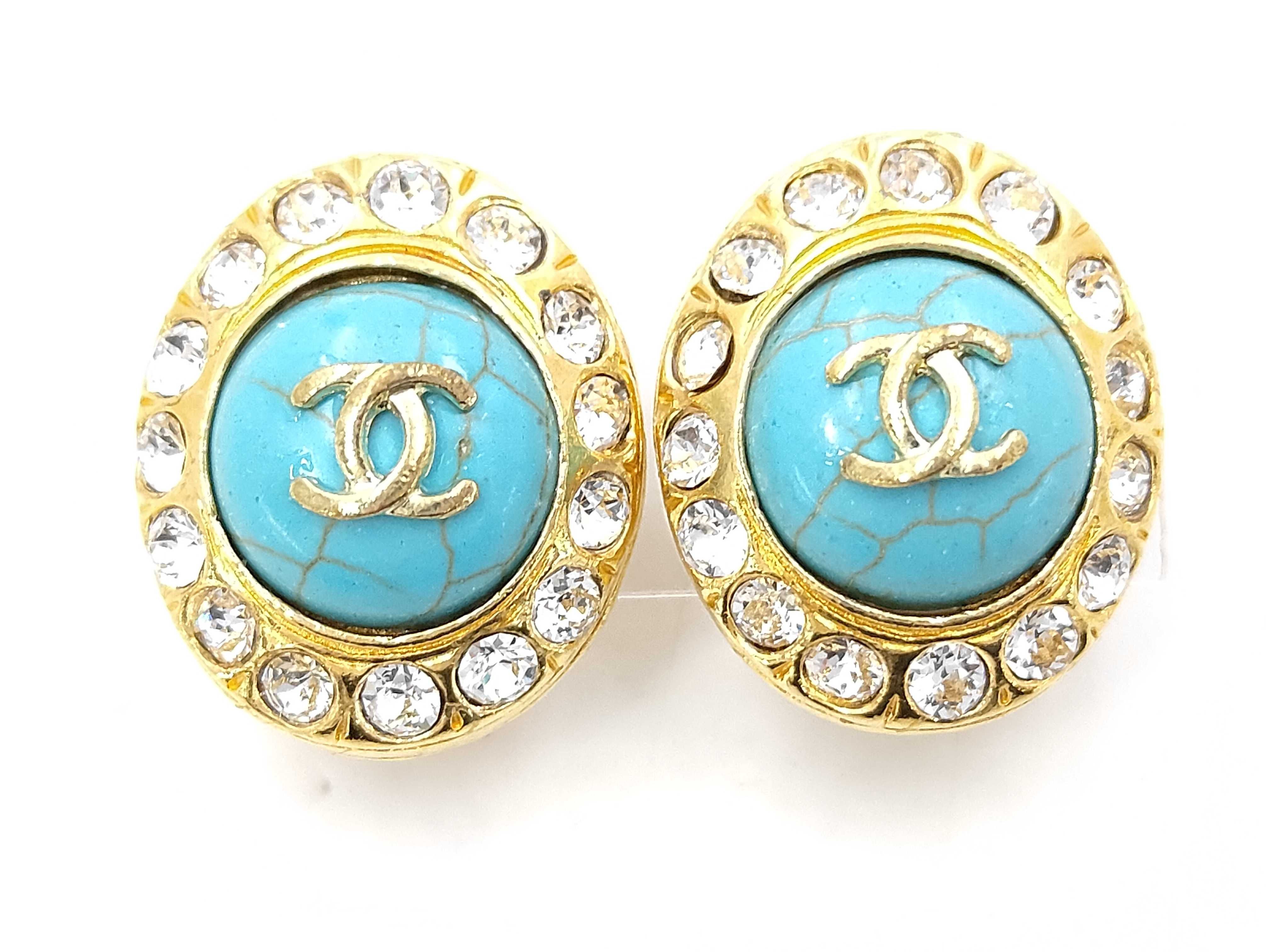 turquoise and rhinestone earrings