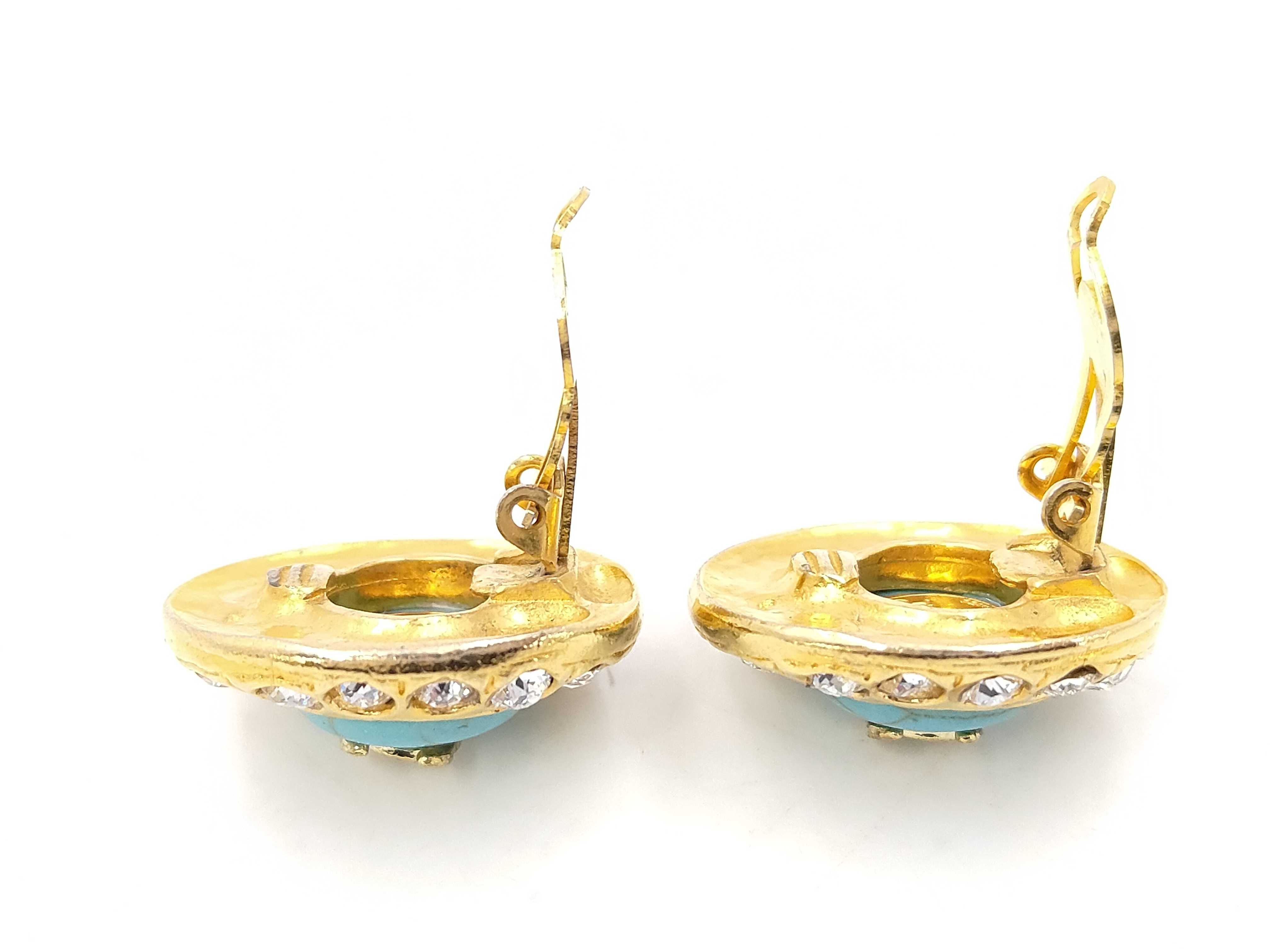 turquoise and rhinestone earrings — view 3