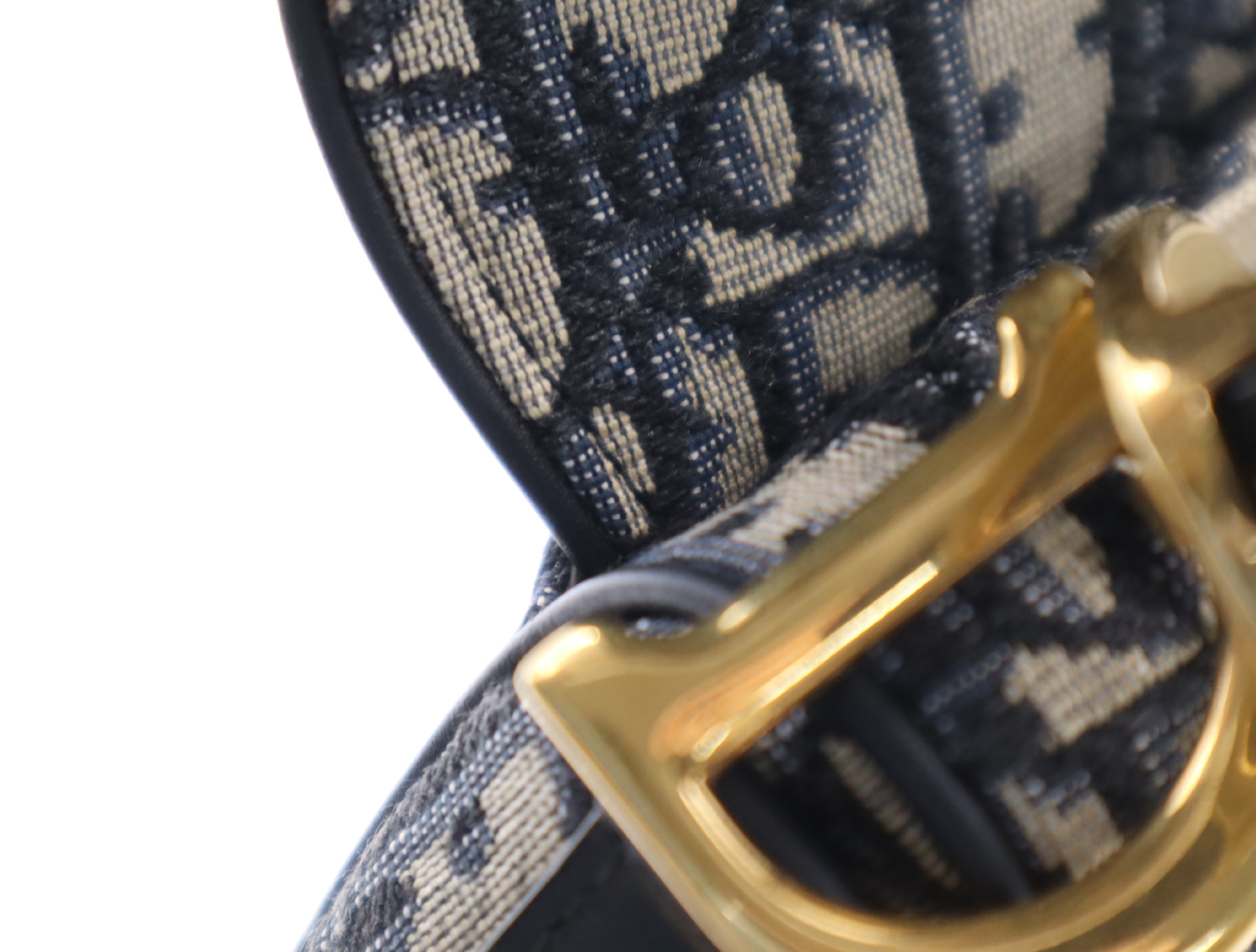 Canvas x Leather Oblique Saddle Bag Handbag Navy Handbag — view 13
