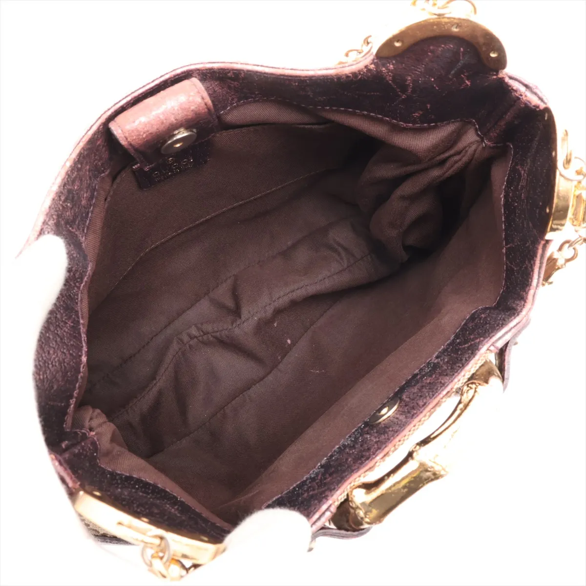 GG Canvas Bamboo 135962 Canvas x Leather Chain Shoulder Bag Beige x Purple — view 7
