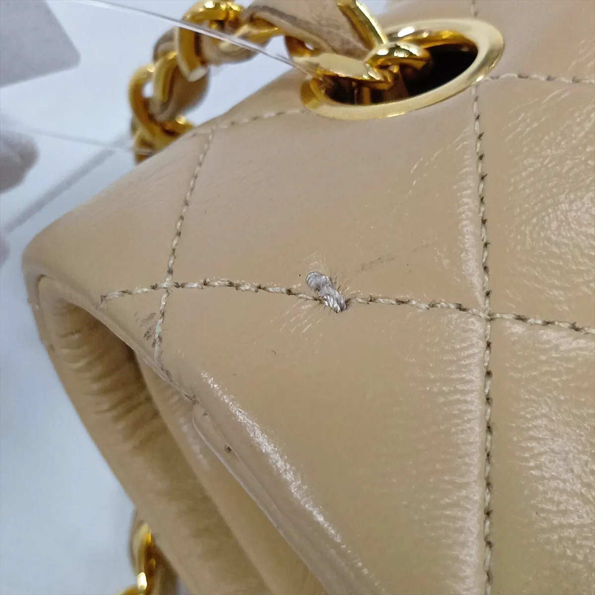 Matelassé 25 Lambskin Double Flap Double Chain Bag, Beige, Gold Hardware, 0505081, Serial Number 0-series, A01112 — view 12