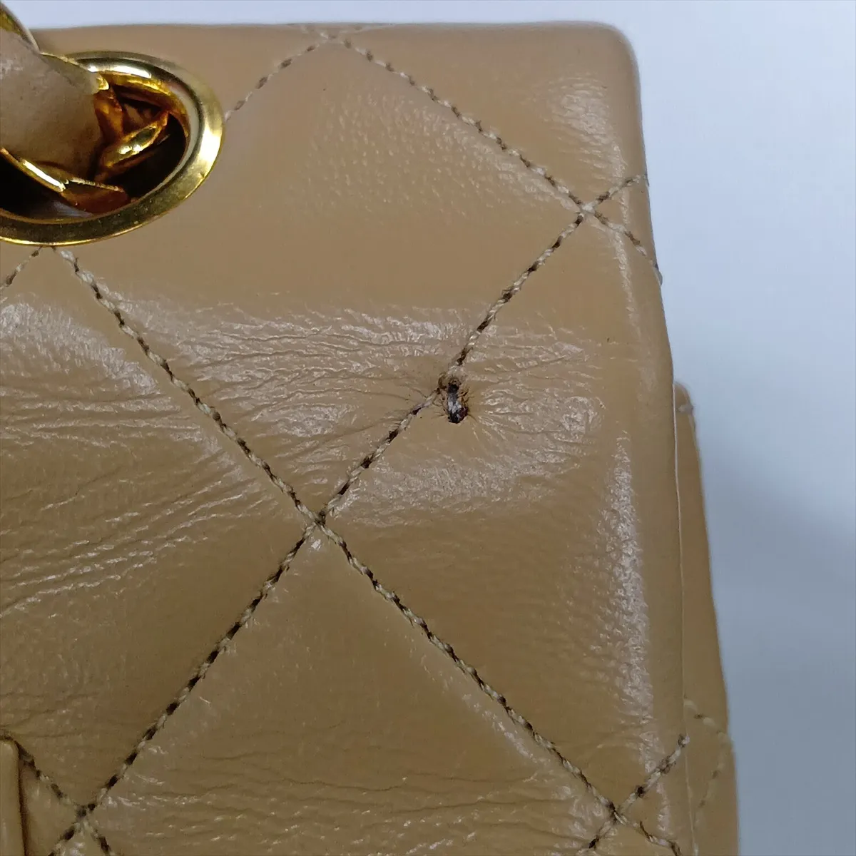 Matelassé 25 Lambskin Double Flap Double Chain Bag, Beige, Gold Hardware, 0505081, Serial Number 0-series, A01112 — view 13