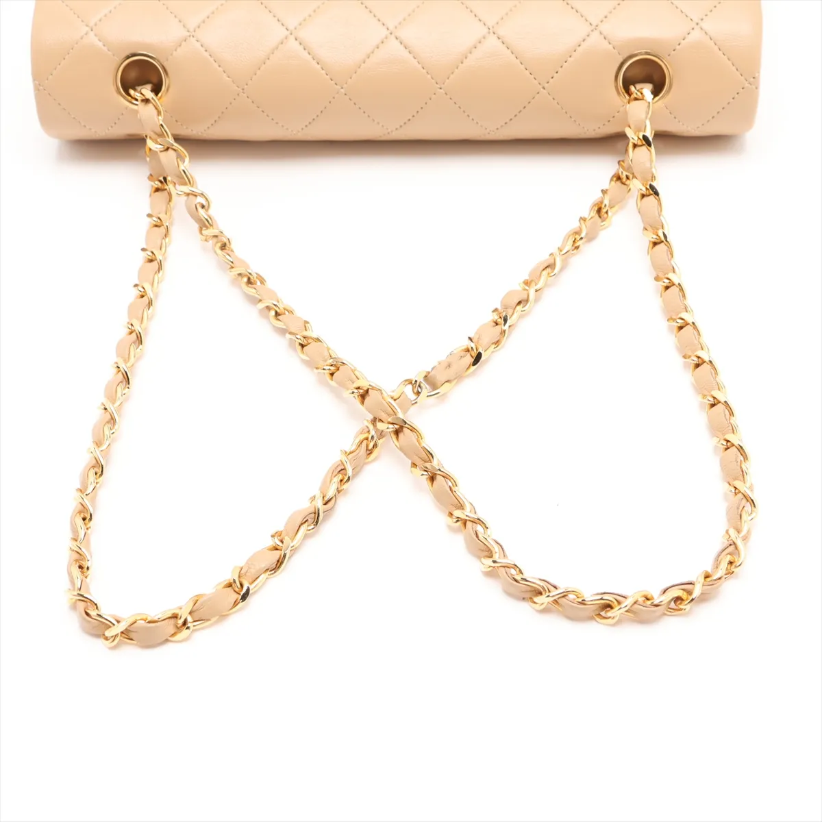 Matelassé 25 Lambskin Double Flap Double Chain Bag, Beige, Gold Hardware, 0505081, Serial Number 0-series, A01112 — view 5