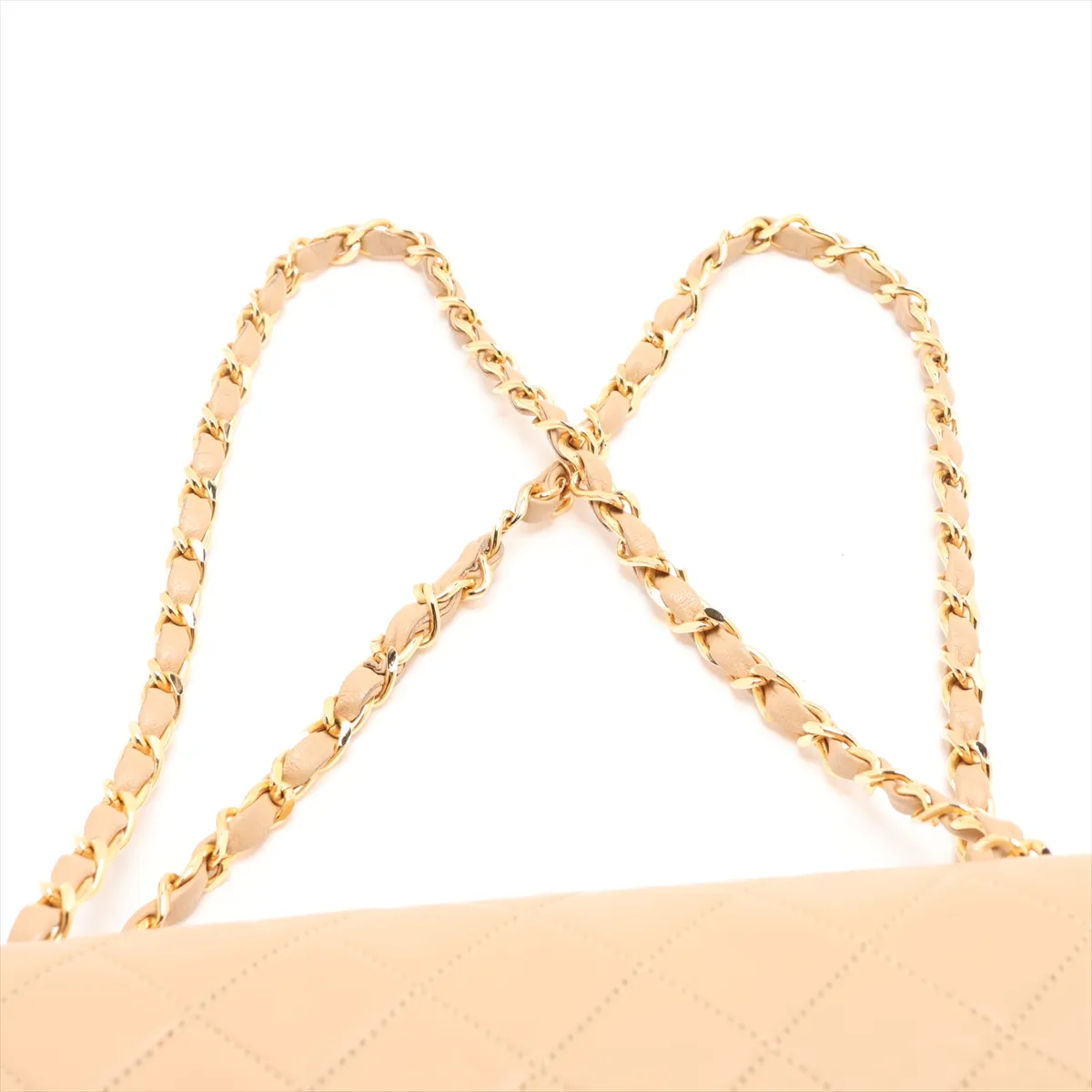 Matelassé 25 Lambskin Double Flap Double Chain Bag, Beige, Gold Hardware, 0505081, Serial Number 0-series, A01112 — view 6