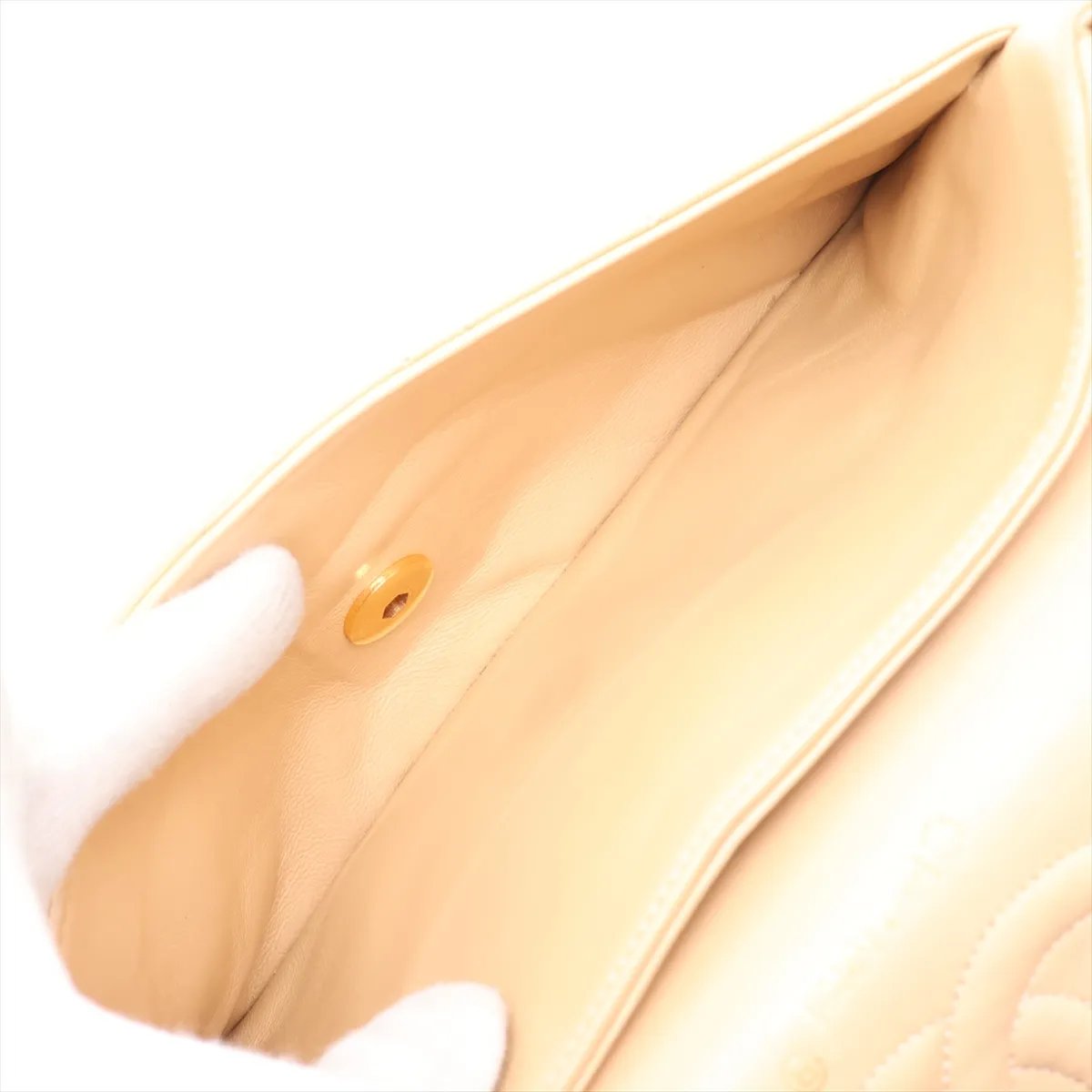 Matelassé 25 Lambskin Double Flap Double Chain Bag, Beige, Gold Hardware, 0505081, Serial Number 0-series, A01112 — view 8