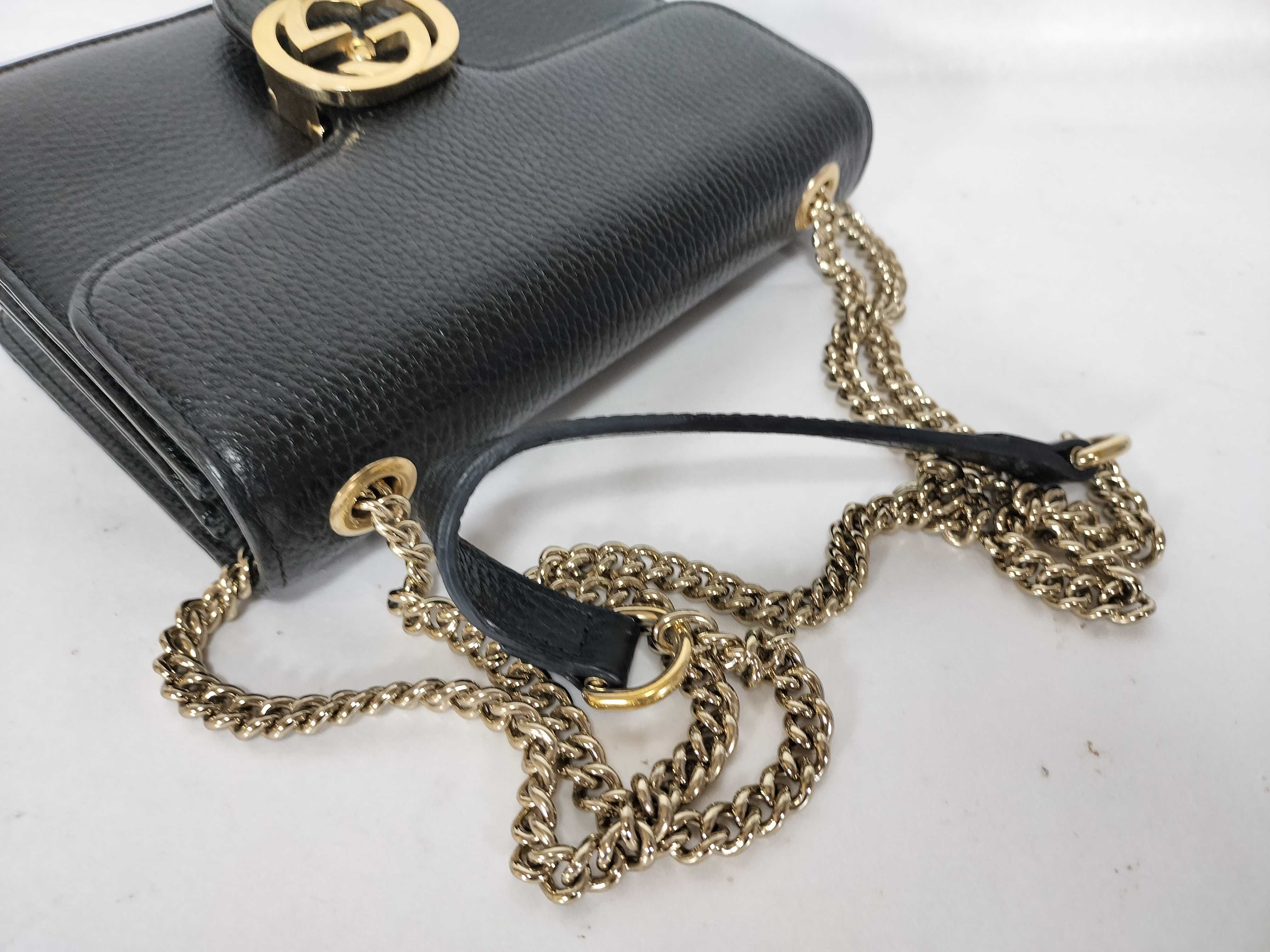 GG Interlocking GG Chain Bag Black Shoulder Bag — view 3