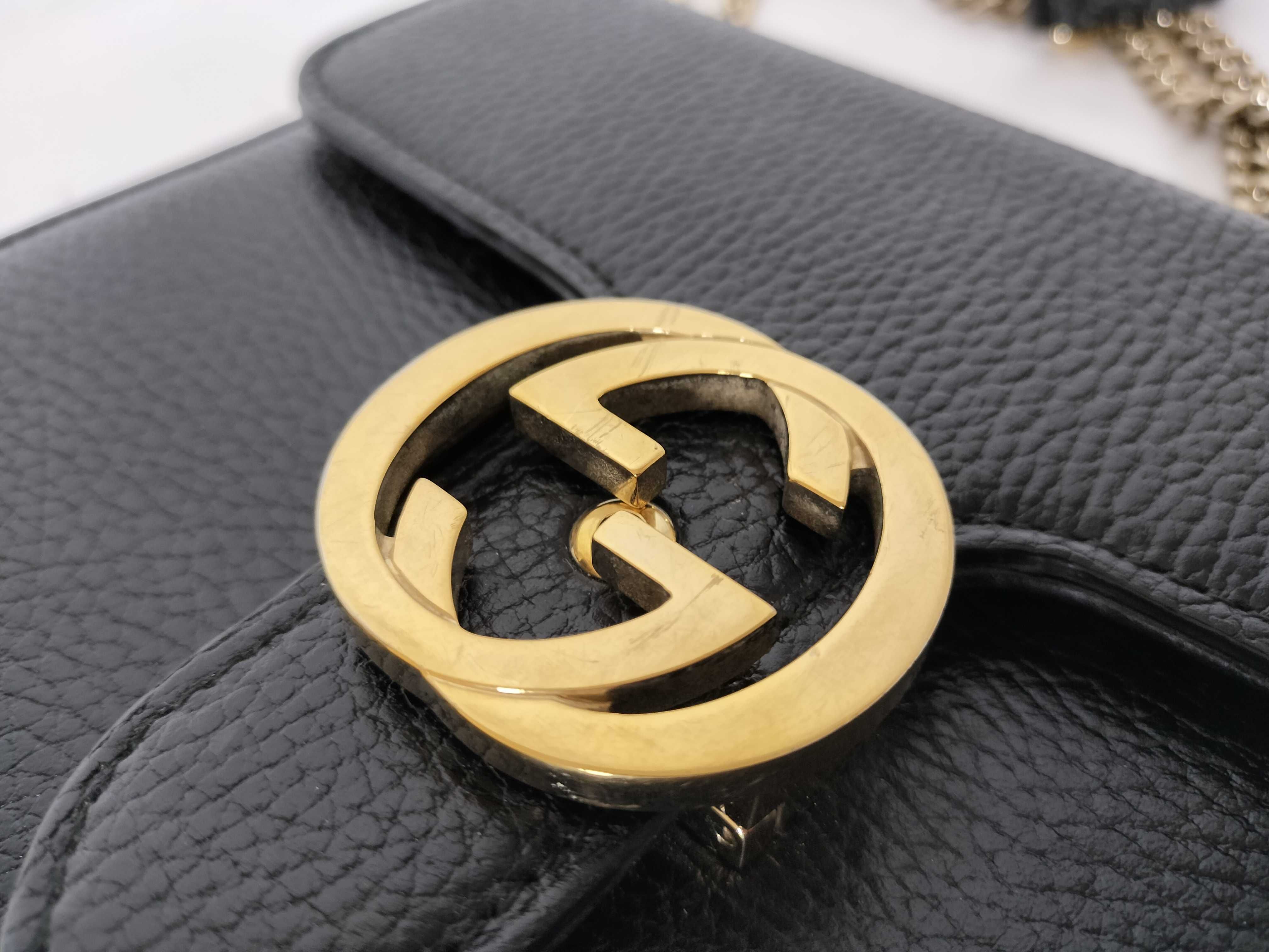 GG Interlocking GG Chain Bag Black Shoulder Bag — view 8