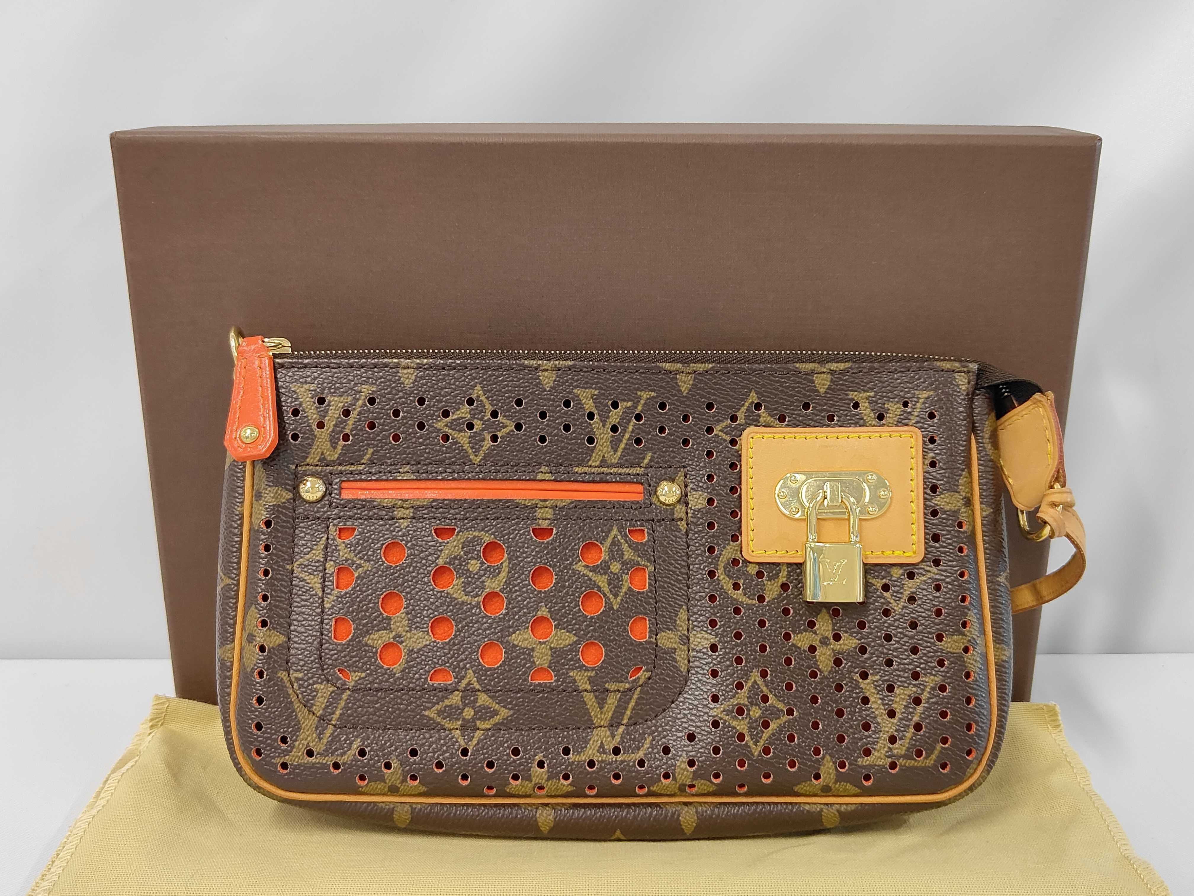 Monogram Perforated Pochette Accessoires Orange BA0026 with Box Pouch