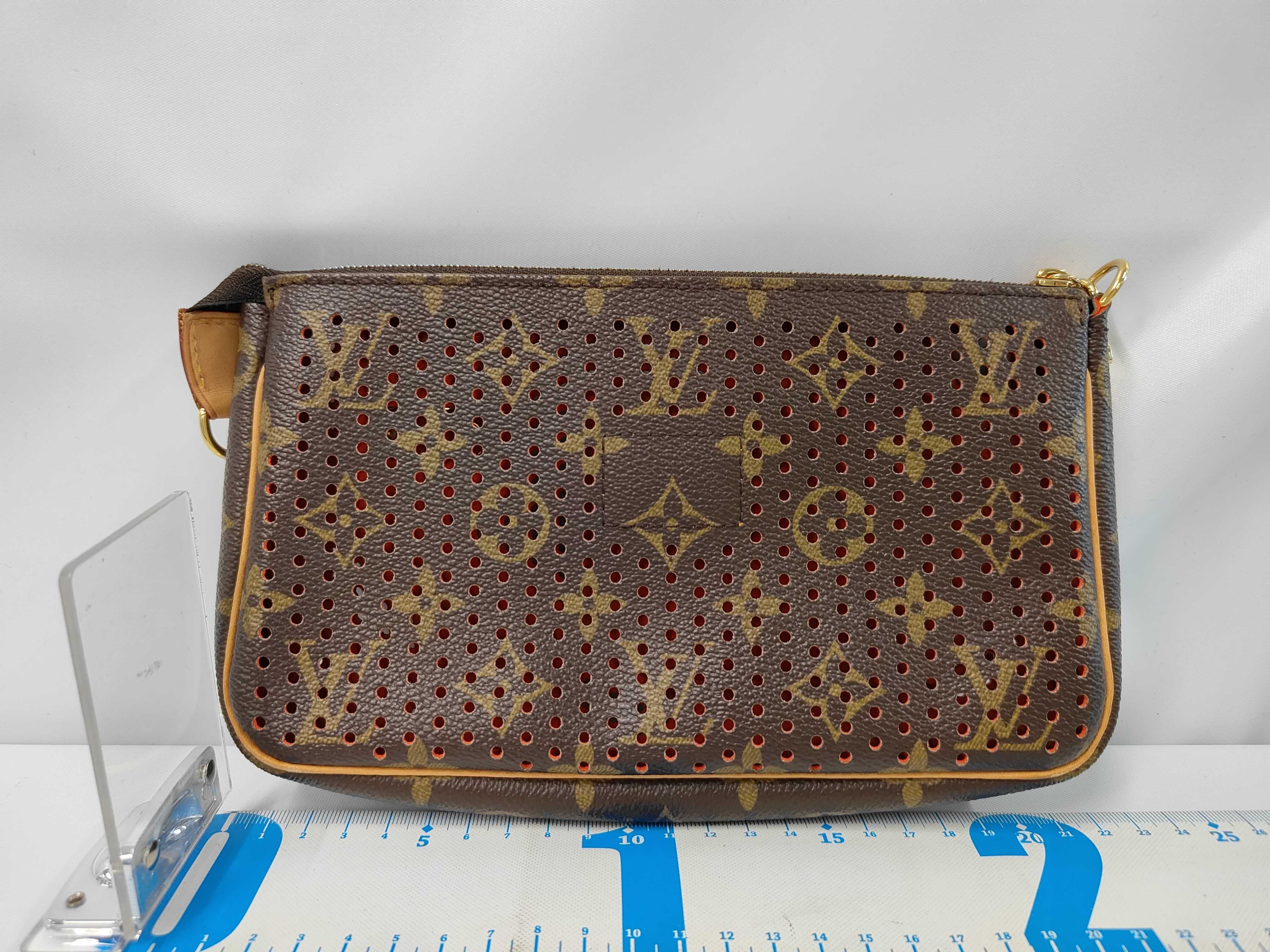 Monogram Perforated Pochette Accessoires Orange BA0026 with Box Pouch — view 2