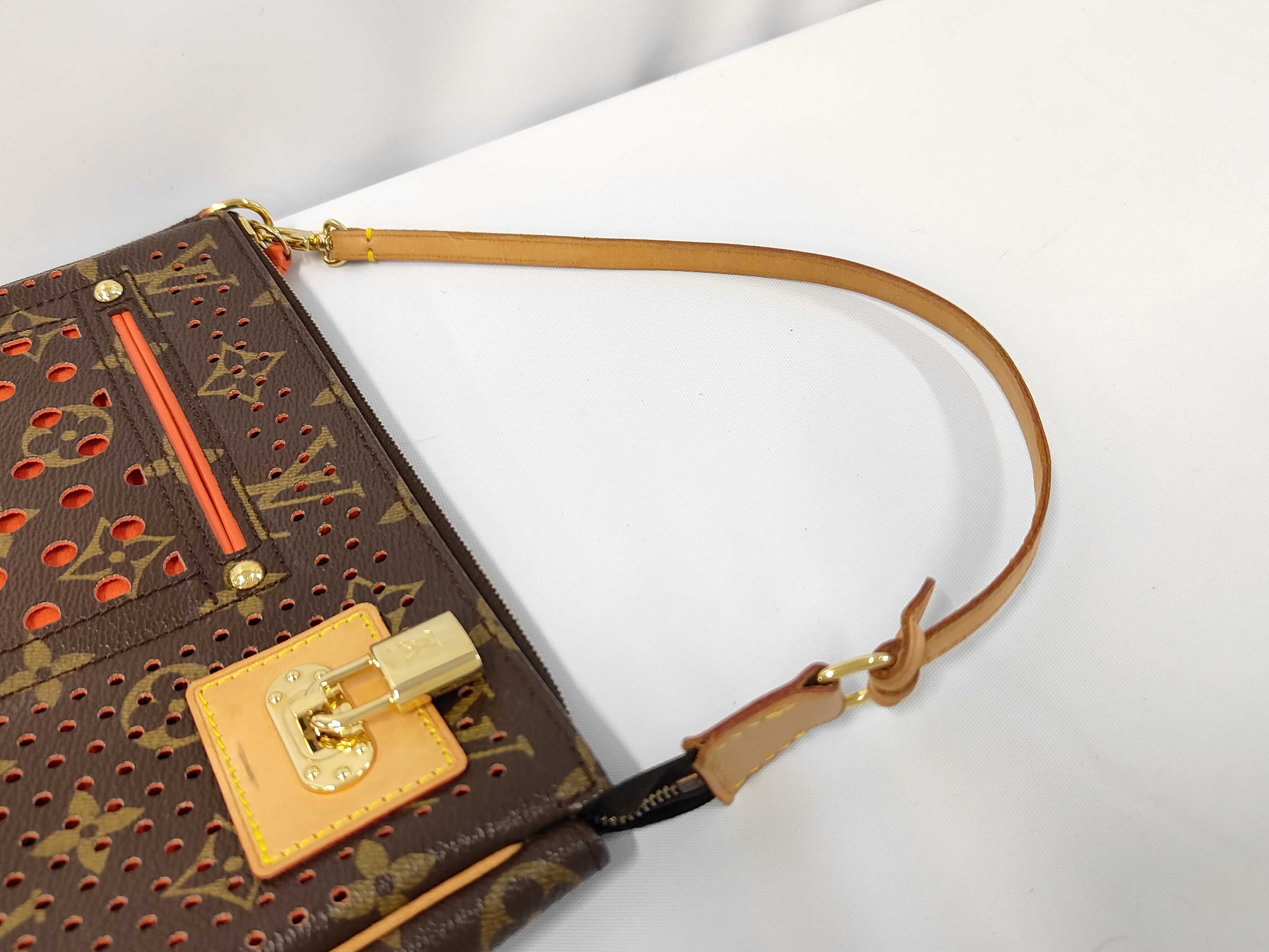 Monogram Perforated Pochette Accessoires Orange BA0026 with Box Pouch — view 5