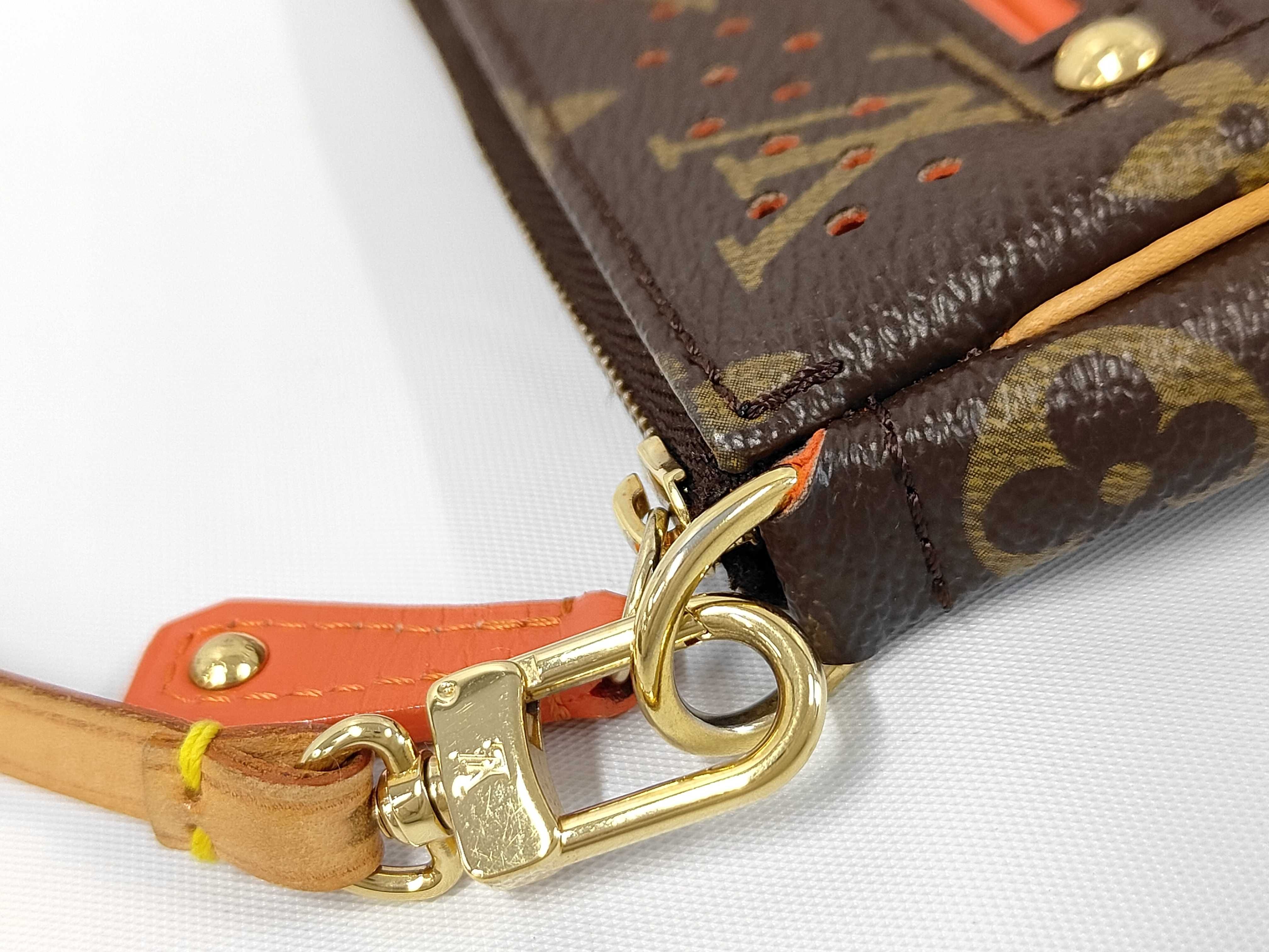 Monogram Perforated Pochette Accessoires Orange BA0026 with Box Pouch — view 7