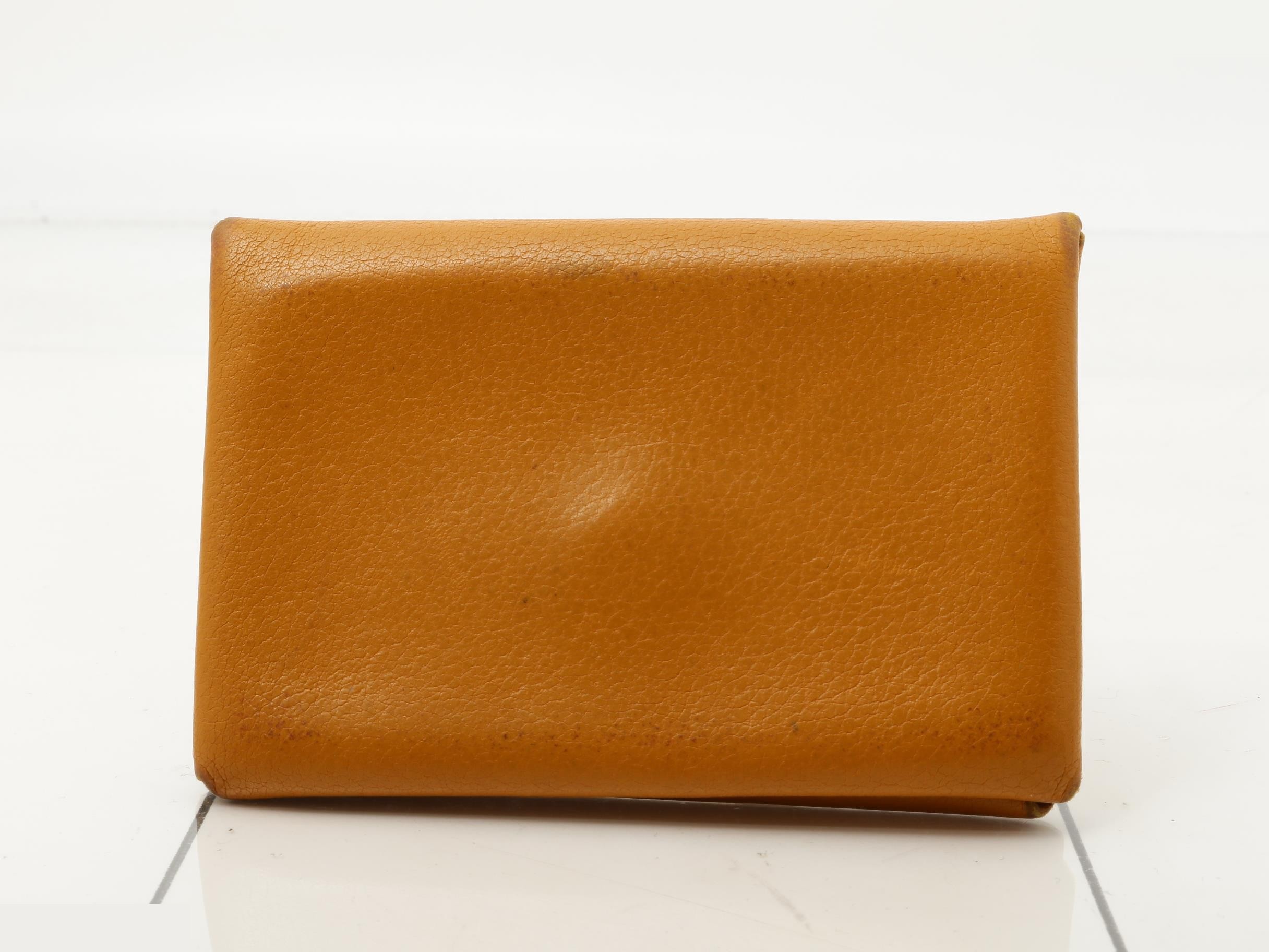 Calvi Leather Card Case, Z Stamp, Orange — view 2