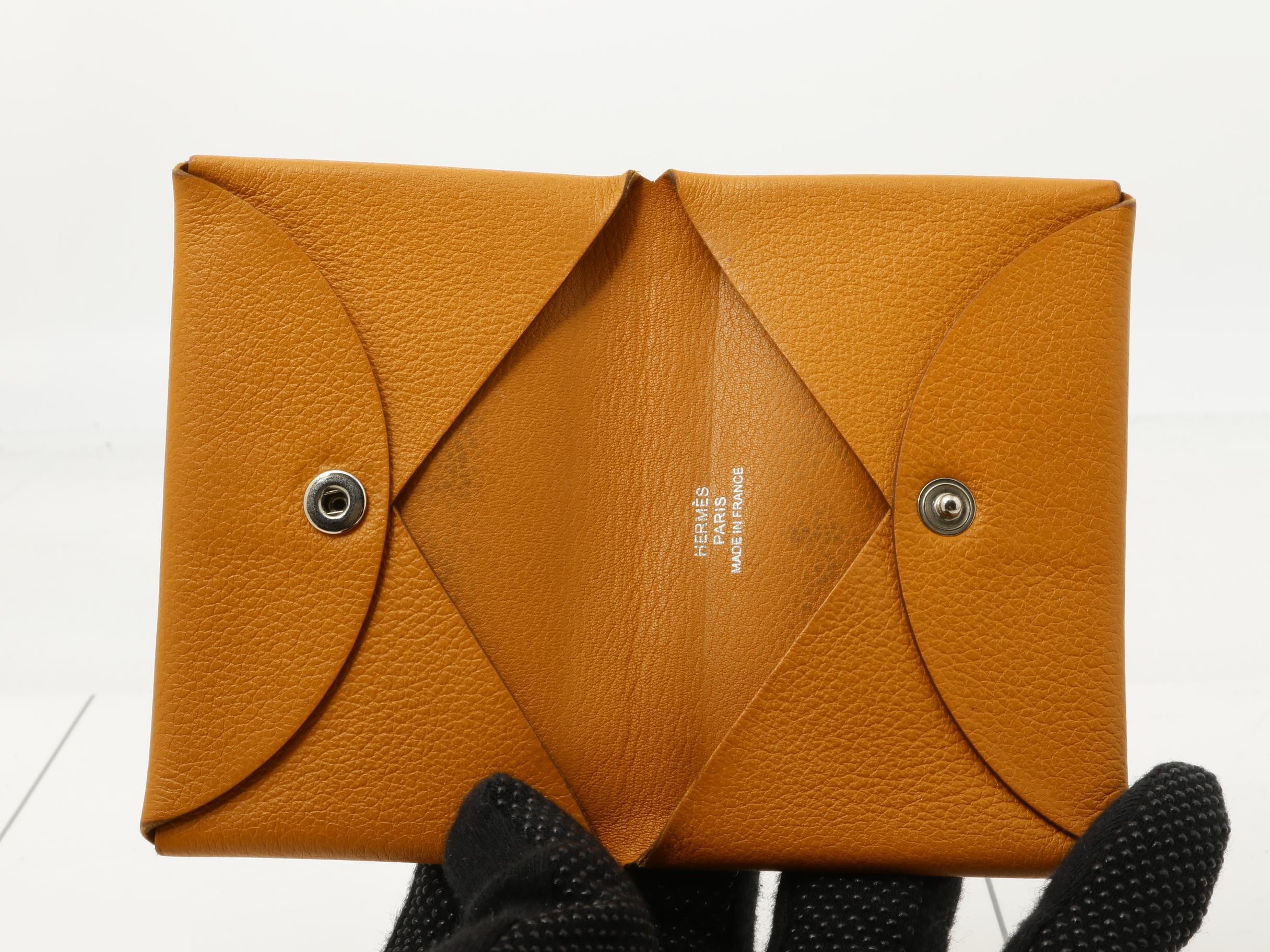 Calvi Leather Card Case, Z Stamp, Orange — view 4