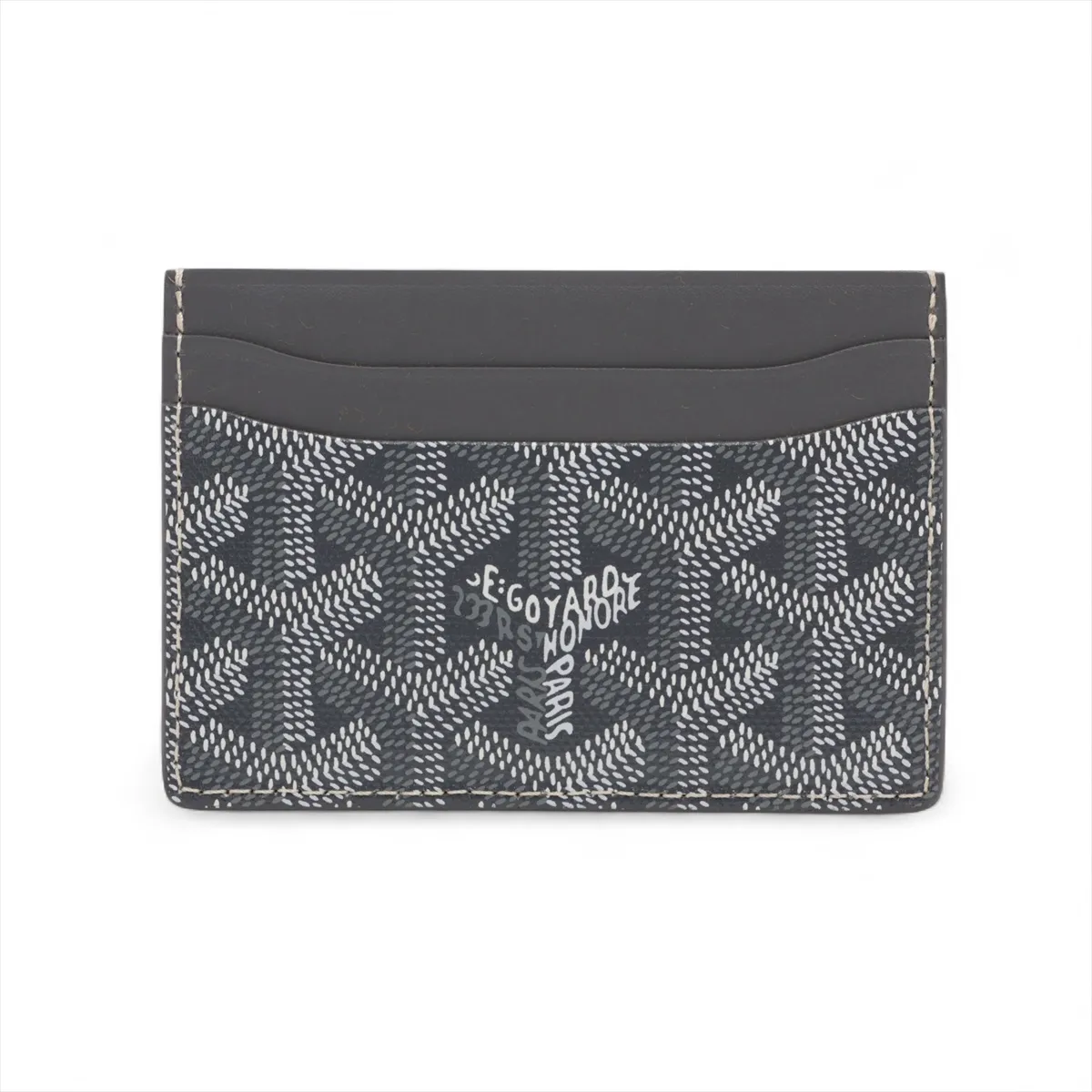 Herringbone Saint-Sulpice PVC x Leather Card Case, Gray