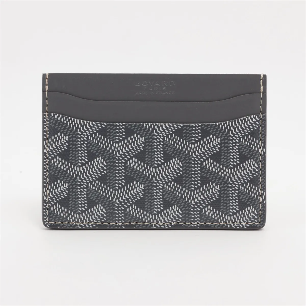 Herringbone Saint-Sulpice PVC x Leather Card Case, Gray — view 2