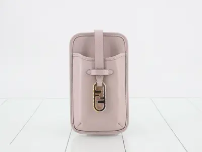Phone pouch, pink, leather