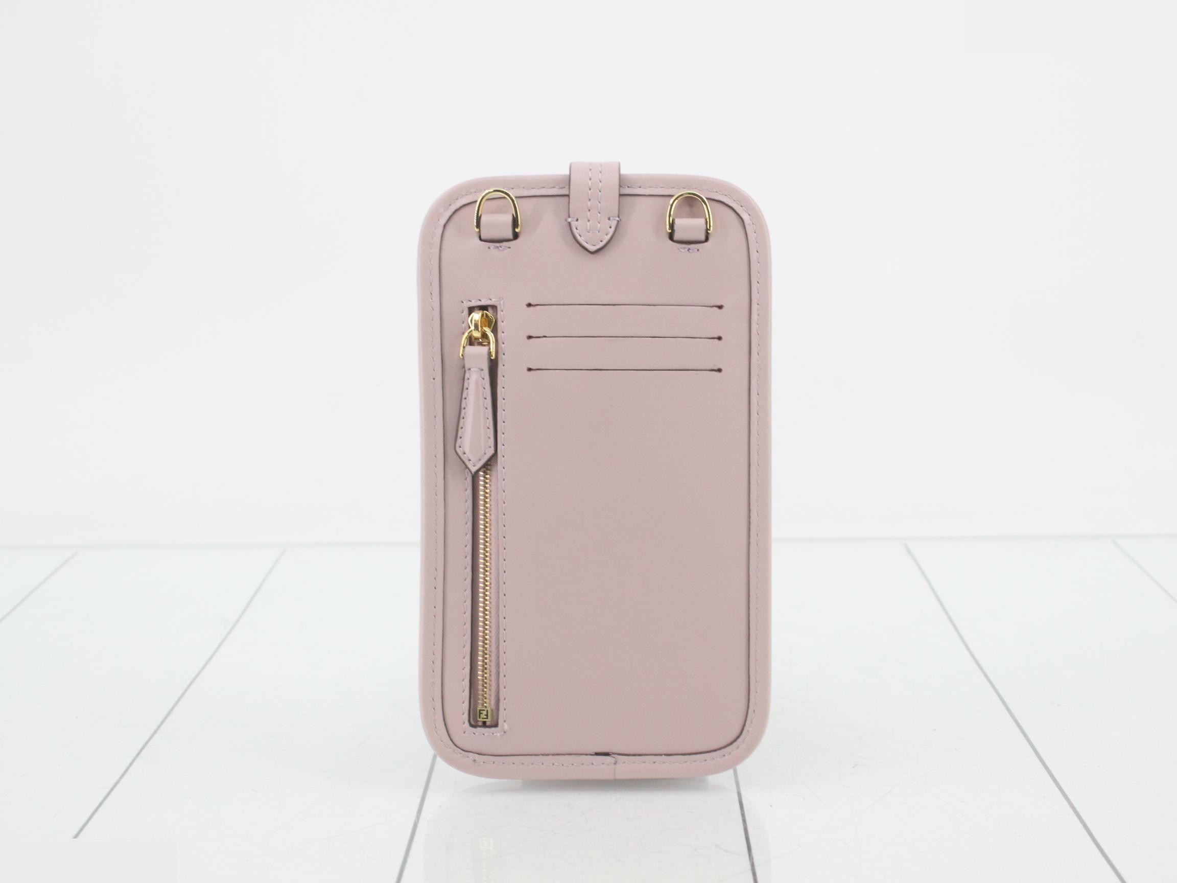 Phone pouch, pink, leather — view 2
