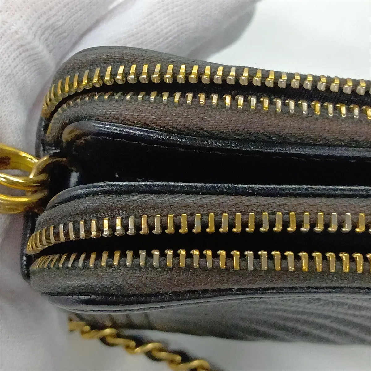 Boy Chanel Caviar Skin Chain Wallet, V-stitch, Black, Gold Hardware, 27926180, Serial Number 27 — view 15