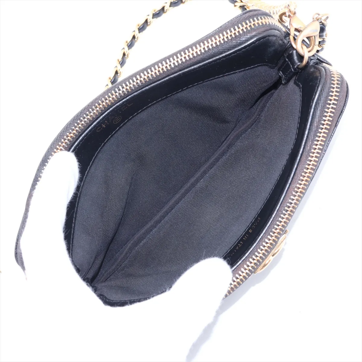 Boy Chanel Caviar Skin Chain Wallet, V-stitch, Black, Gold Hardware, 27926180, Serial Number 27 — view 7