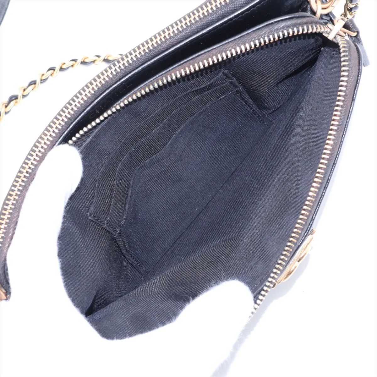 Boy Chanel Caviar Skin Chain Wallet, V-stitch, Black, Gold Hardware, 27926180, Serial Number 27 — view 8