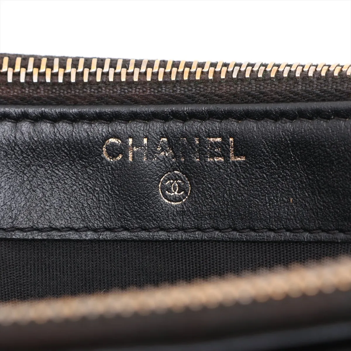 Boy Chanel Caviar Skin Chain Wallet, V-stitch, Black, Gold Hardware, 27926180, Serial Number 27 — view 9