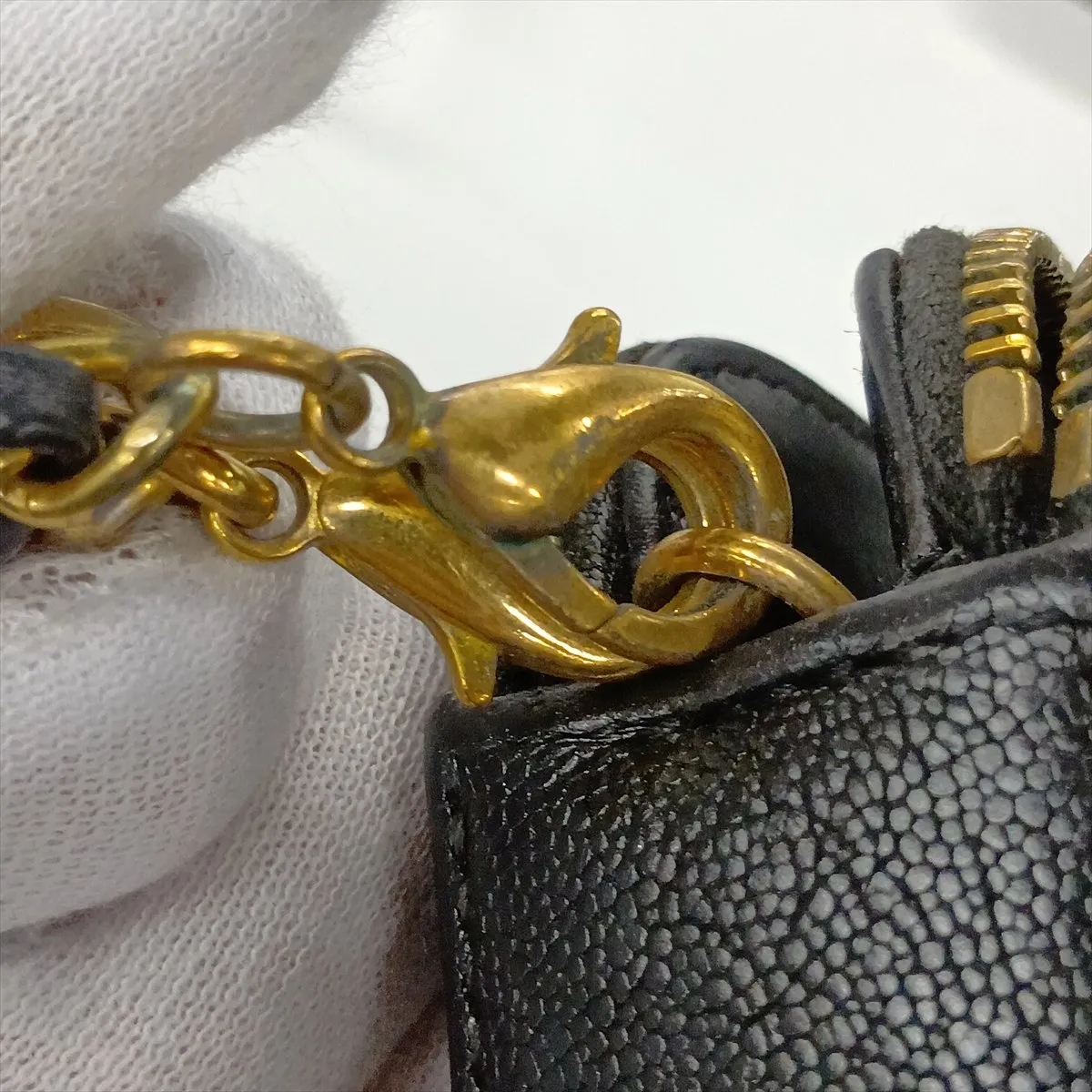 Boy Chanel Caviar Skin Chain Wallet, V-stitch, Black, Gold Hardware, 27926180, Serial Number 27 — view 10