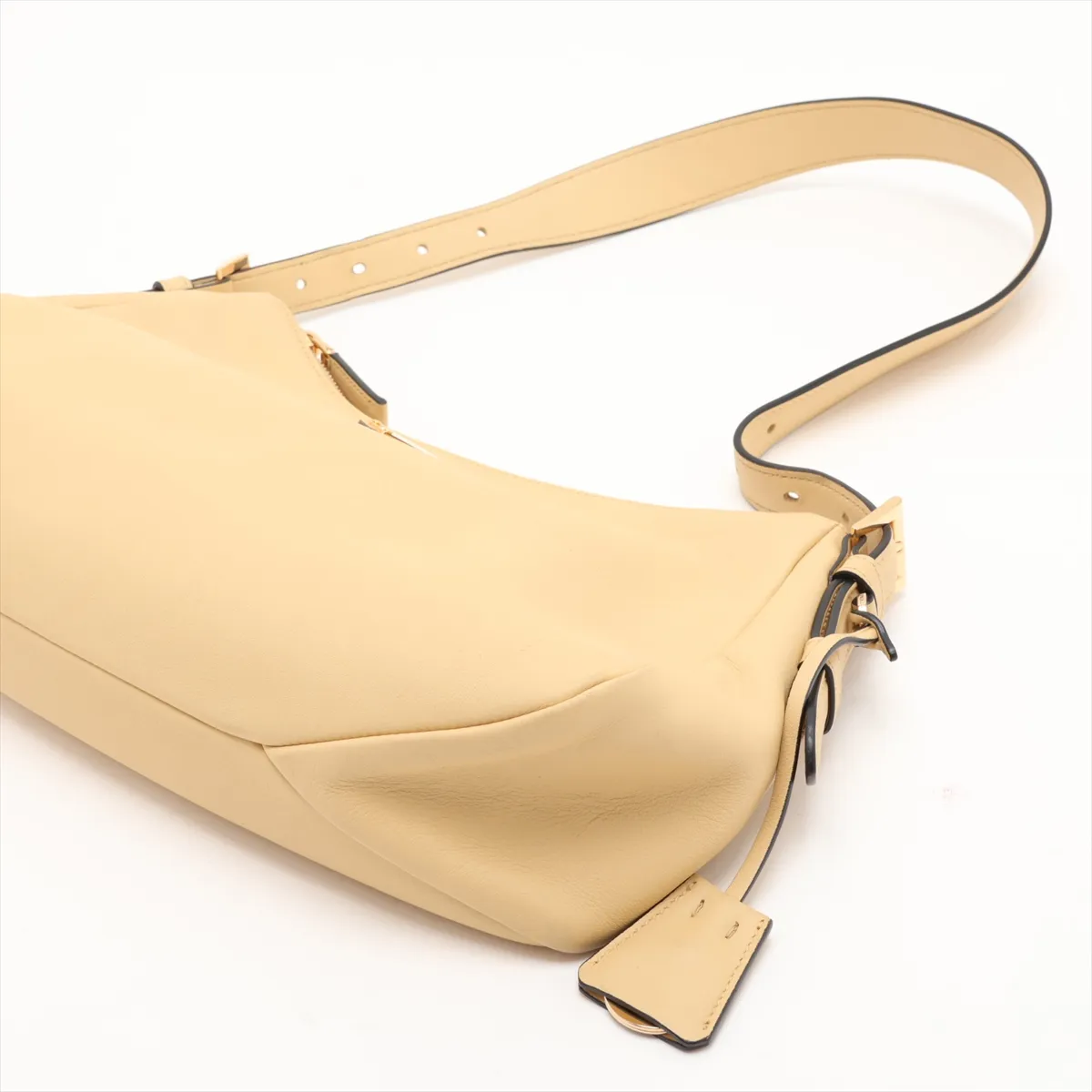 Aimé Medium Leather Shoulder Bag, Yellow — view 3