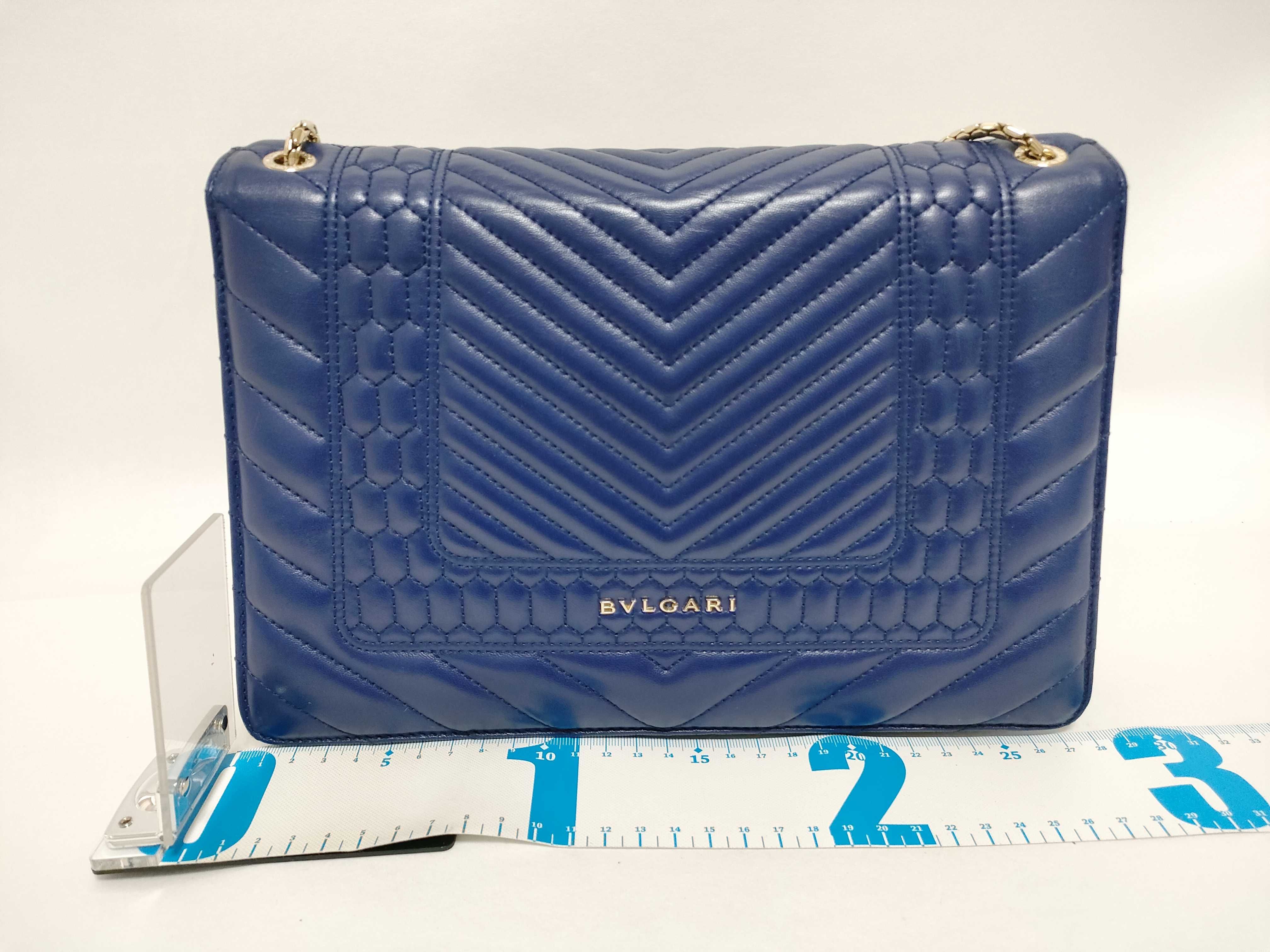ID- Blue Quilted Scaglie Cow Skin Medium Serpenti Forever Shoulder Bag — view 2