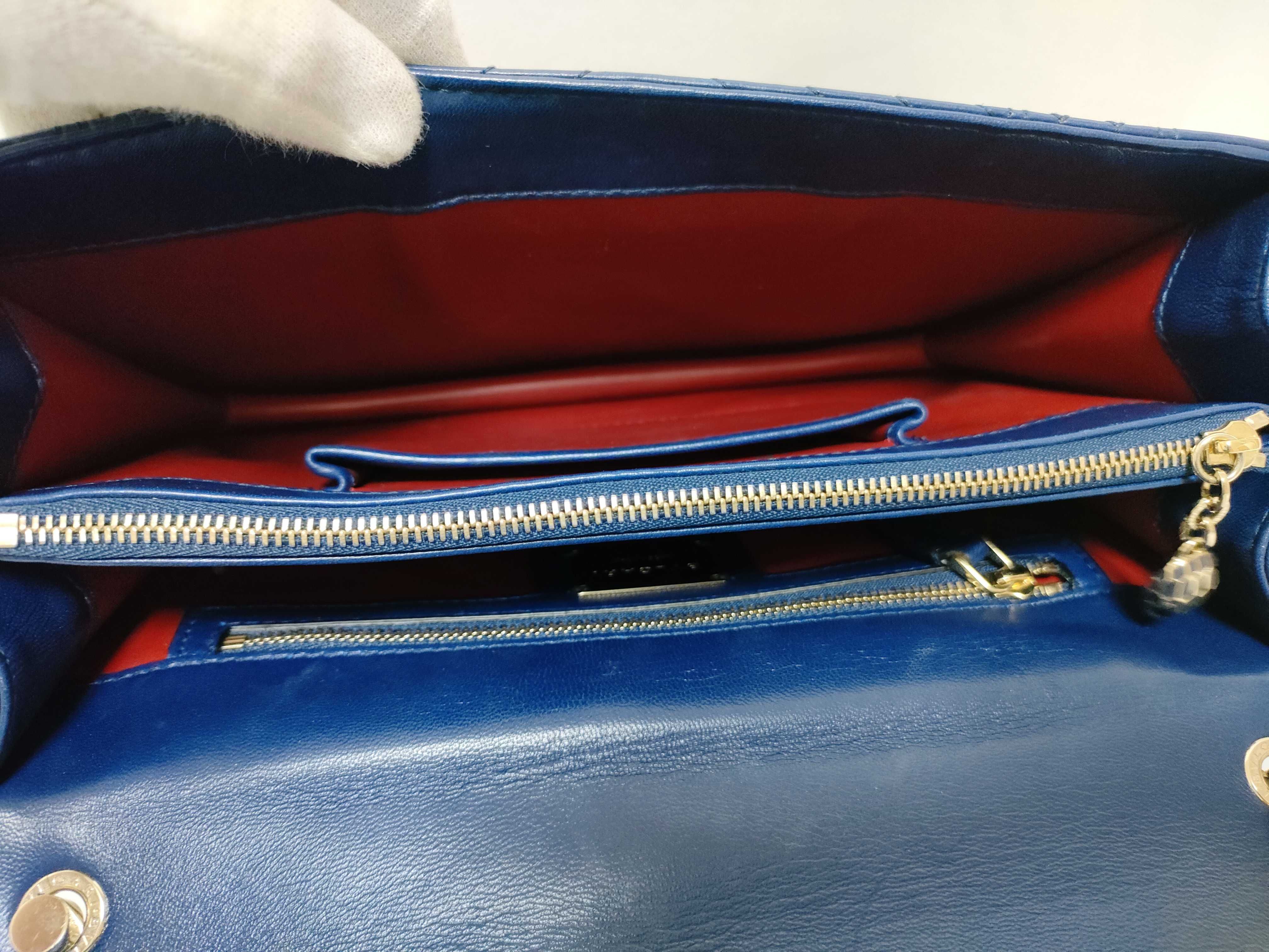 ID- Blue Quilted Scaglie Cow Skin Medium Serpenti Forever Shoulder Bag — view 11