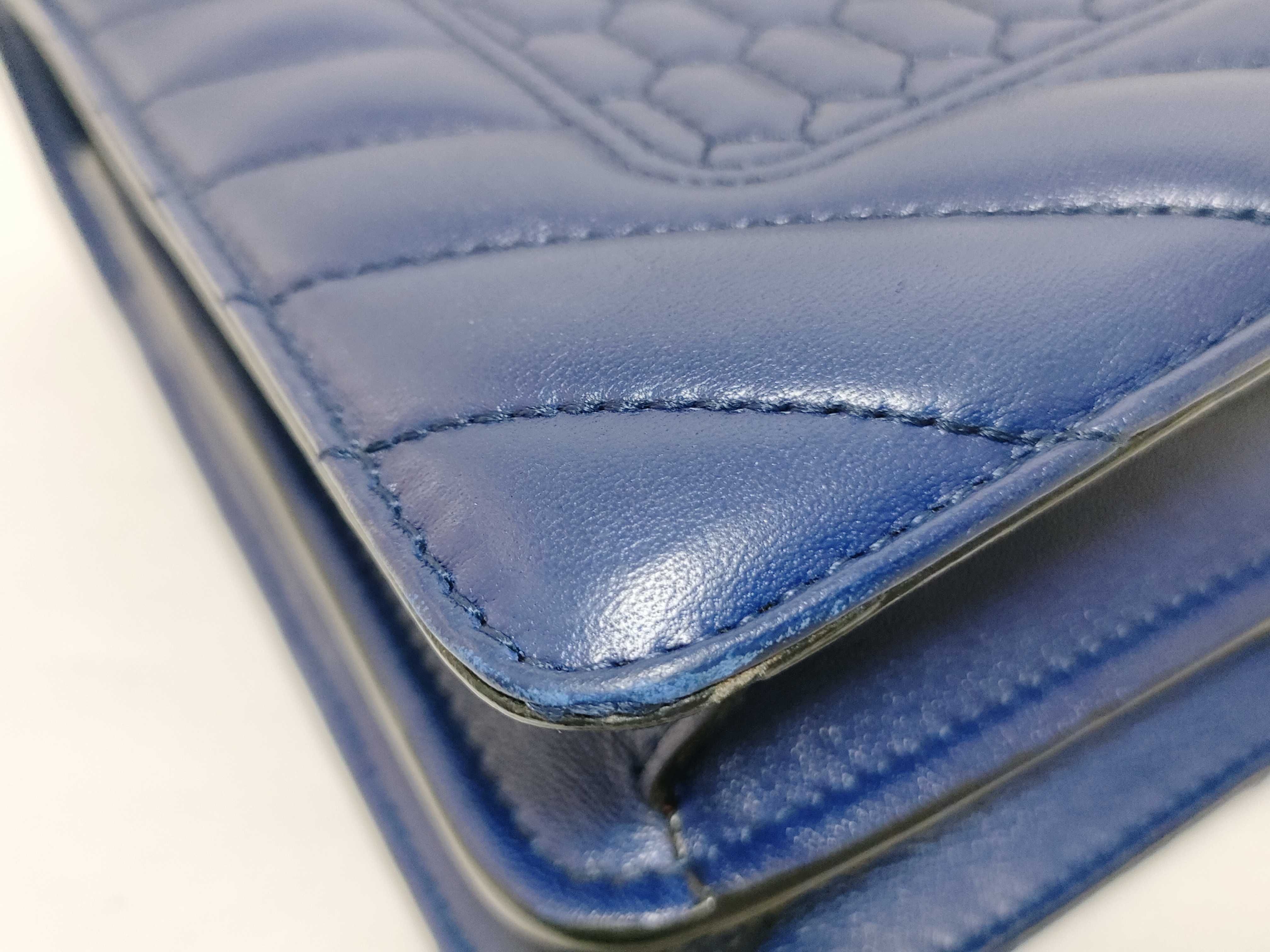 ID- Blue Quilted Scaglie Cow Skin Medium Serpenti Forever Shoulder Bag — view 6