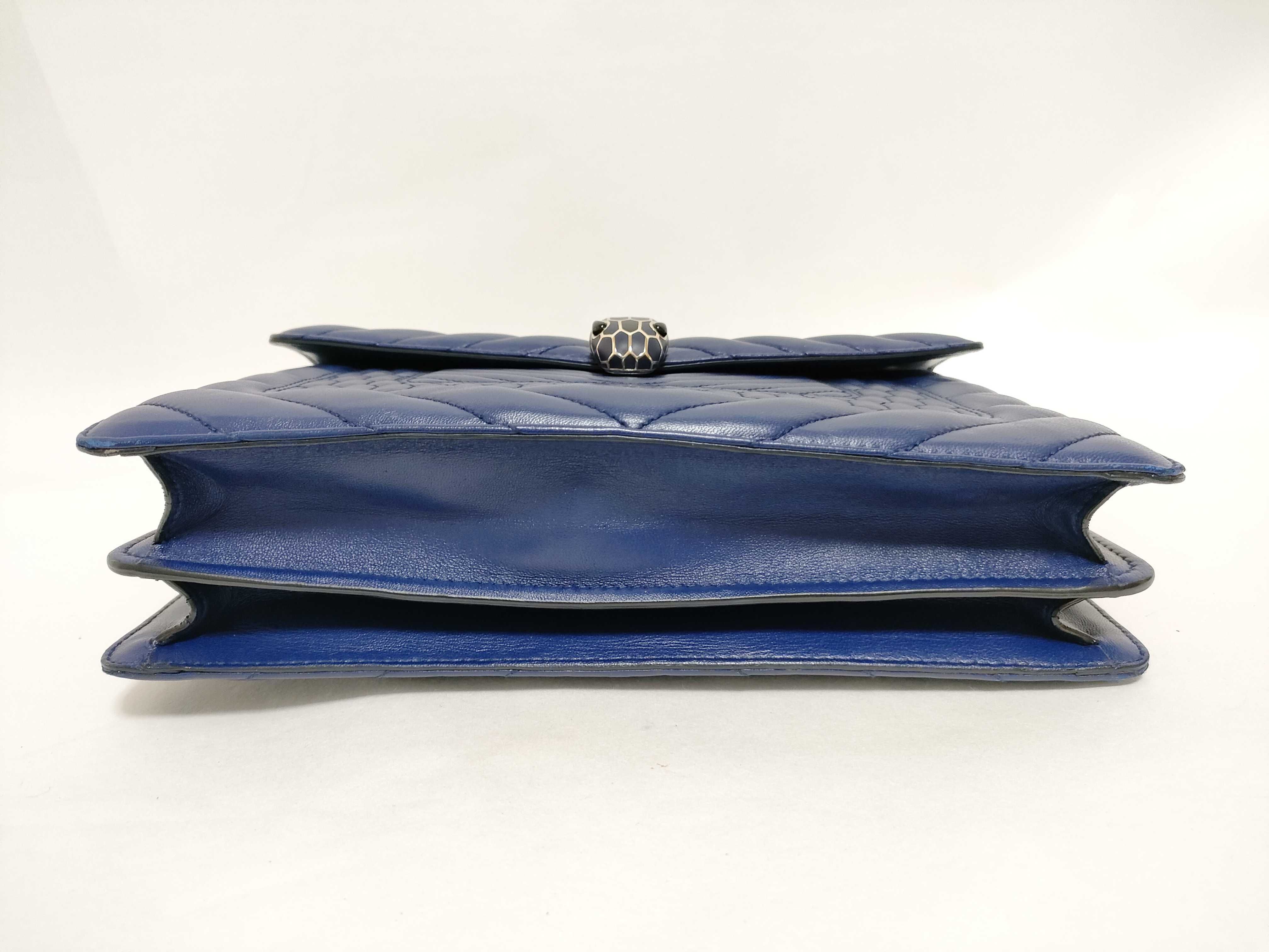 ID- Blue Quilted Scaglie Cow Skin Medium Serpenti Forever Shoulder Bag — view 7