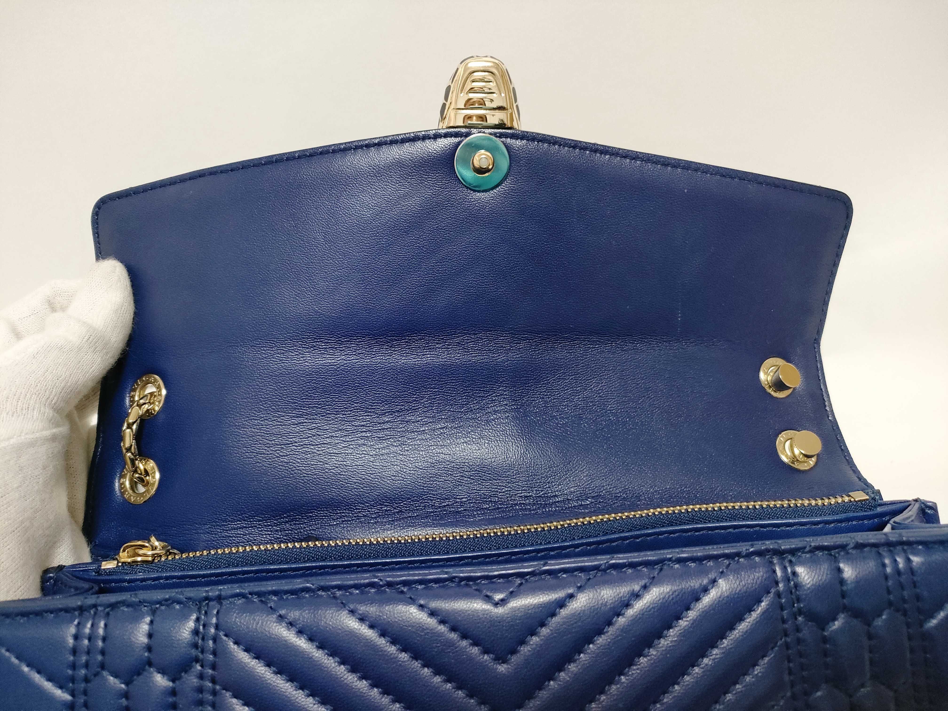 ID- Blue Quilted Scaglie Cow Skin Medium Serpenti Forever Shoulder Bag — view 8