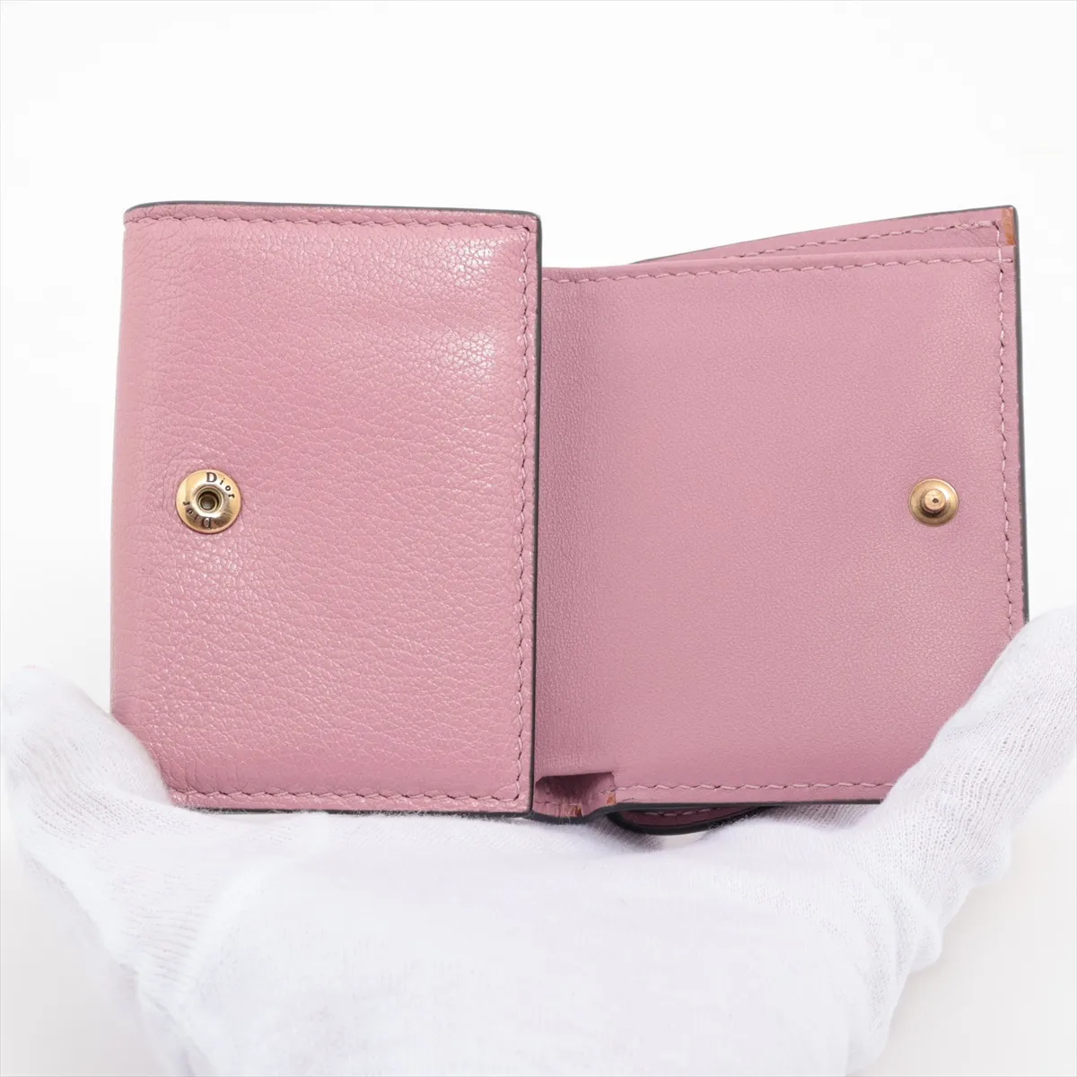Saddle Leather Compact Wallet Pink — view 4