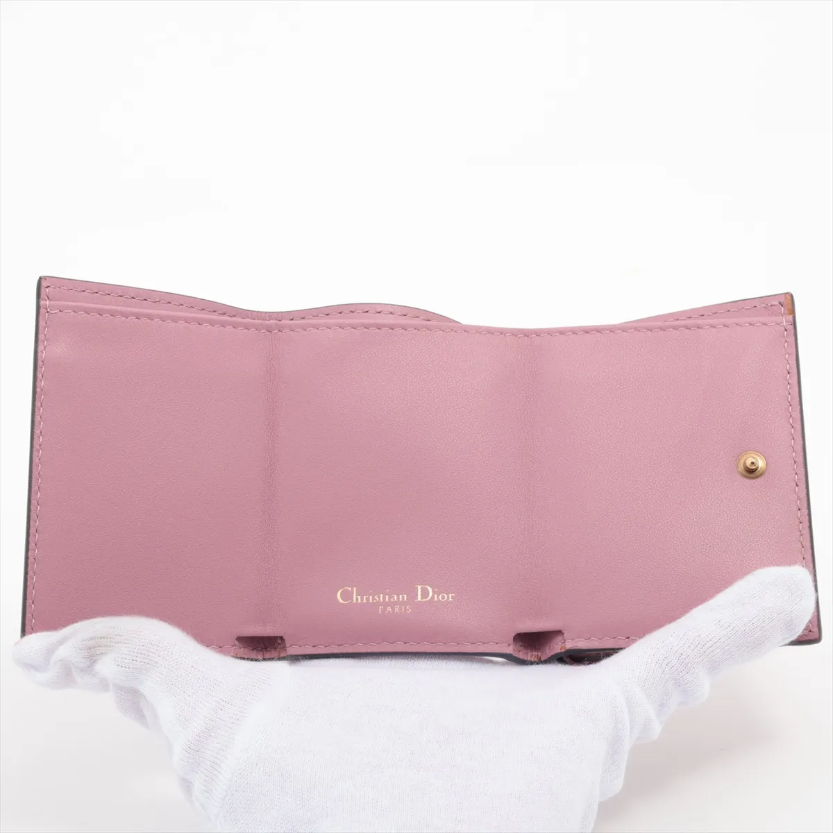 Saddle Leather Compact Wallet Pink — view 5
