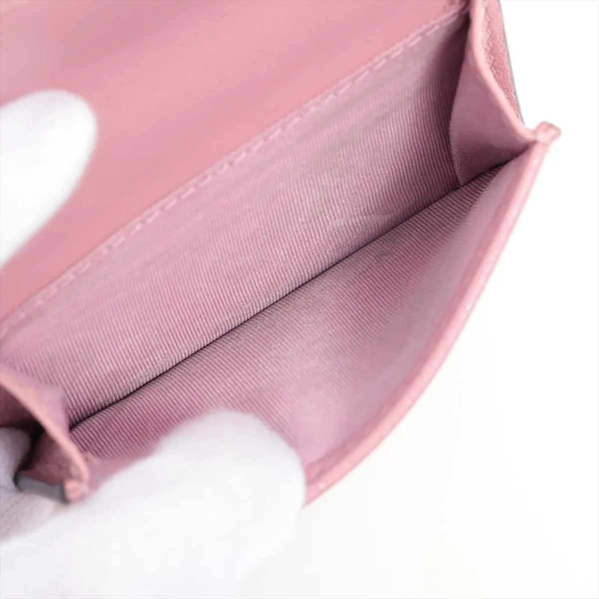 Saddle Leather Compact Wallet Pink — view 7
