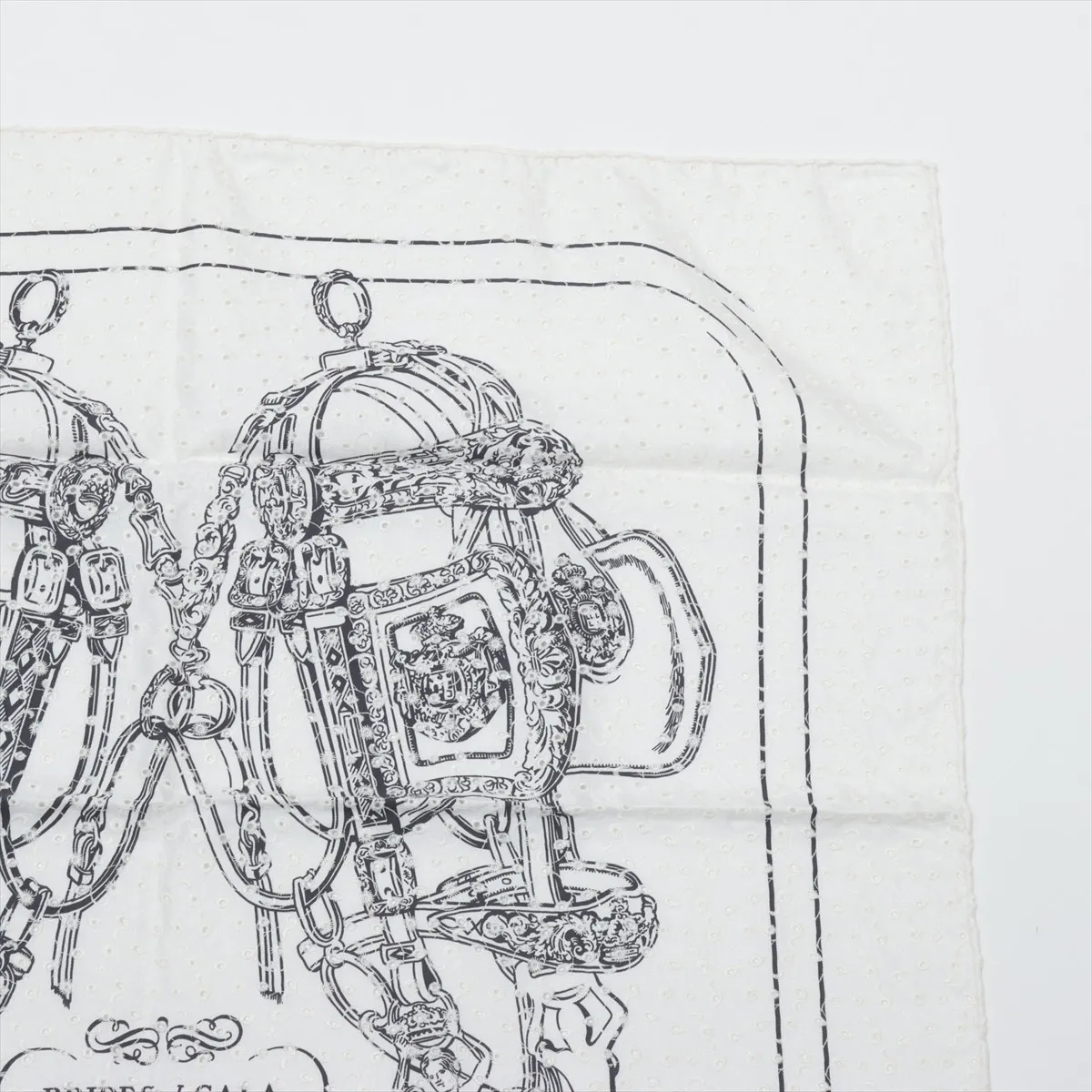 Carre 70 Brides de Gala Broderie Anglaise Scarf, Silk, White, with some snags and — view 3