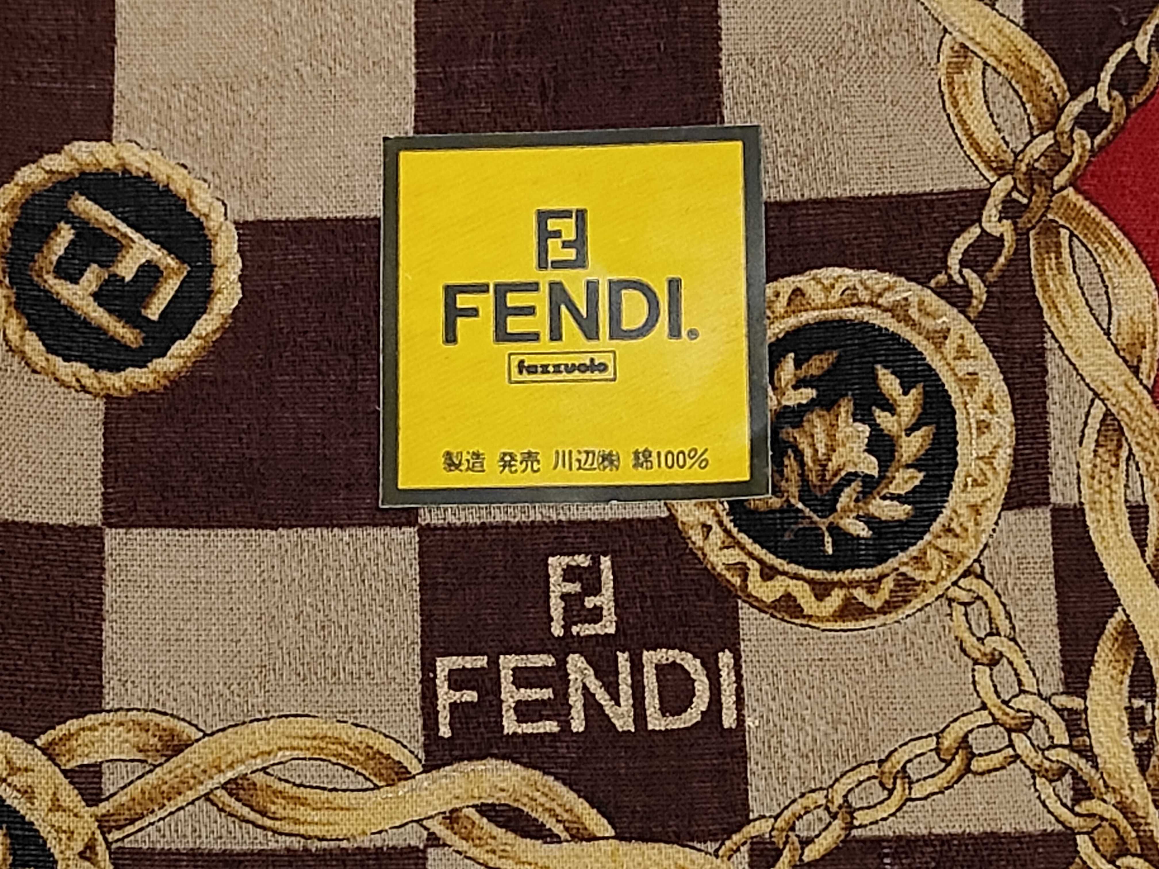 handkerchief scarf with sticker, central logo FF, Zucca pattern, chain, checkerboard pattern, and other accessories. — view 3