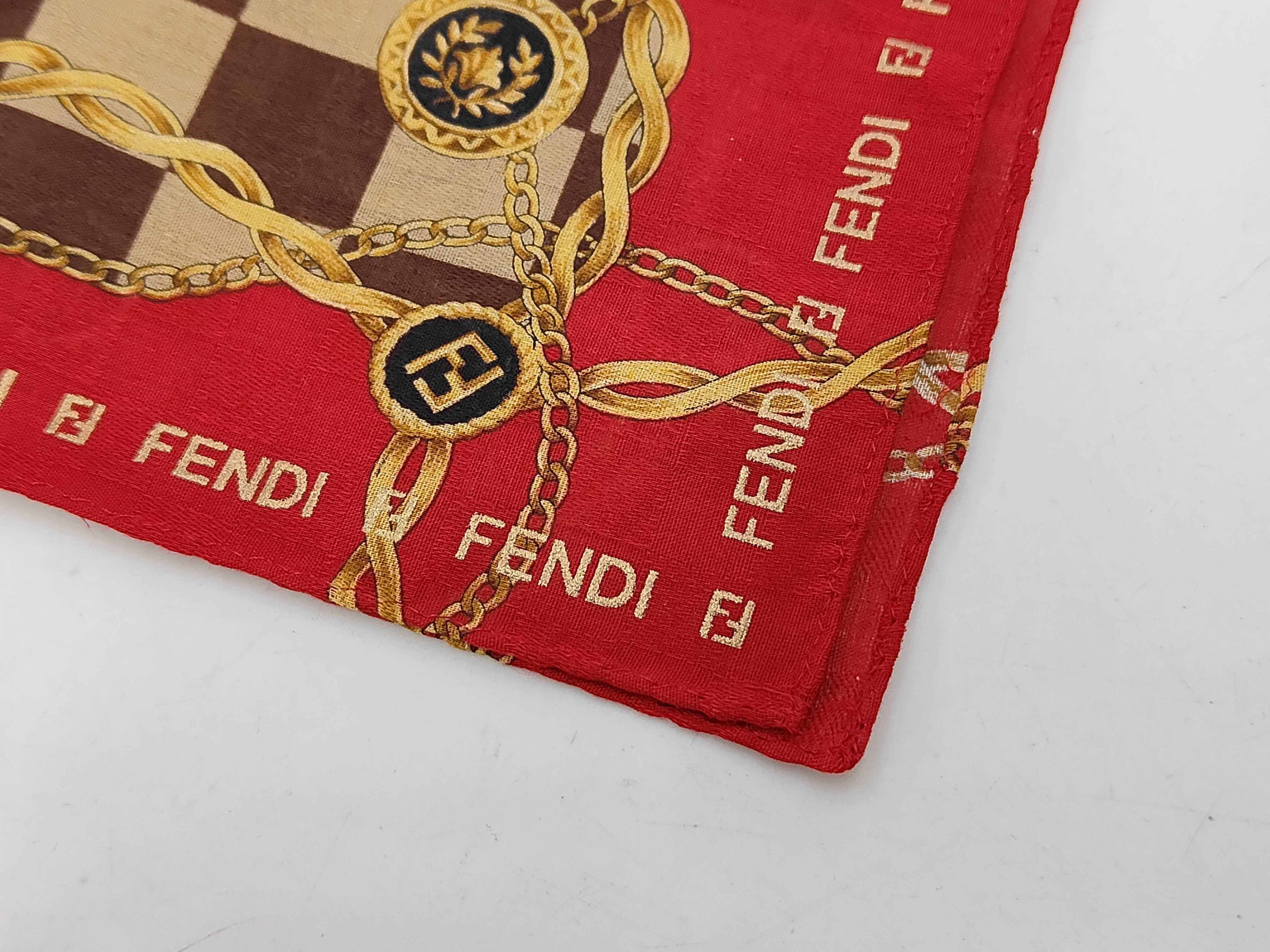 handkerchief scarf with sticker, central logo FF, Zucca pattern, chain, checkerboard pattern, and other accessories. — view 4
