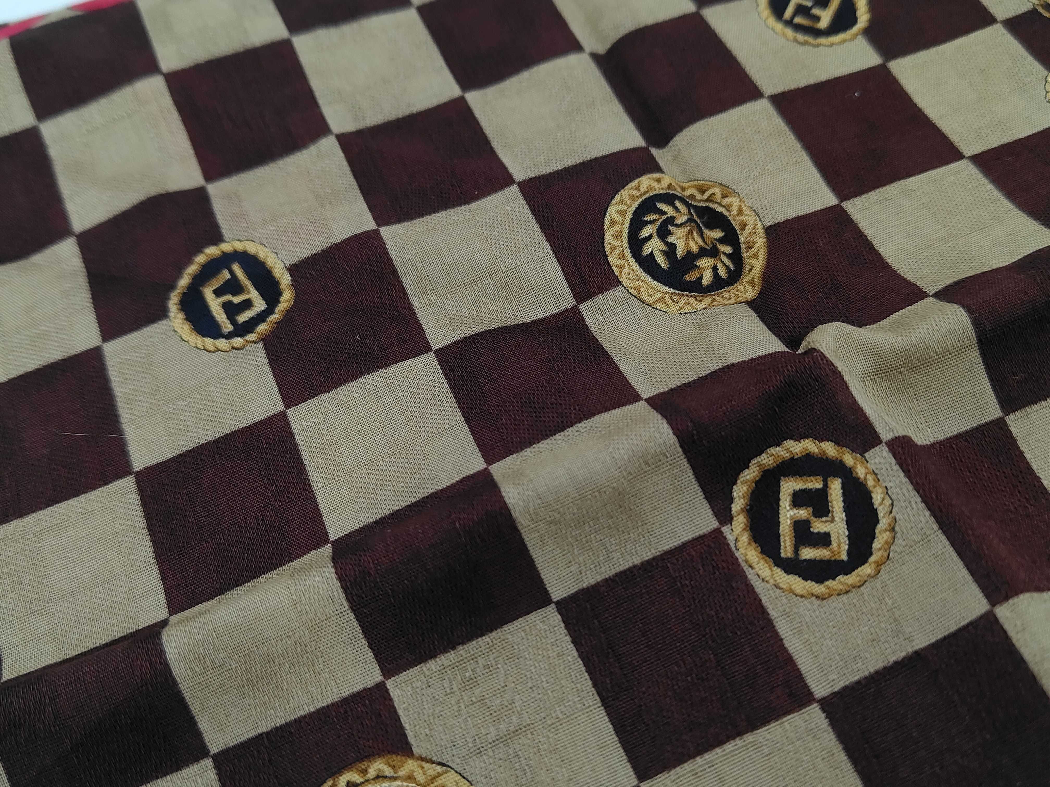 handkerchief scarf with sticker, central logo FF, Zucca pattern, chain, checkerboard pattern, and other accessories. — view 5