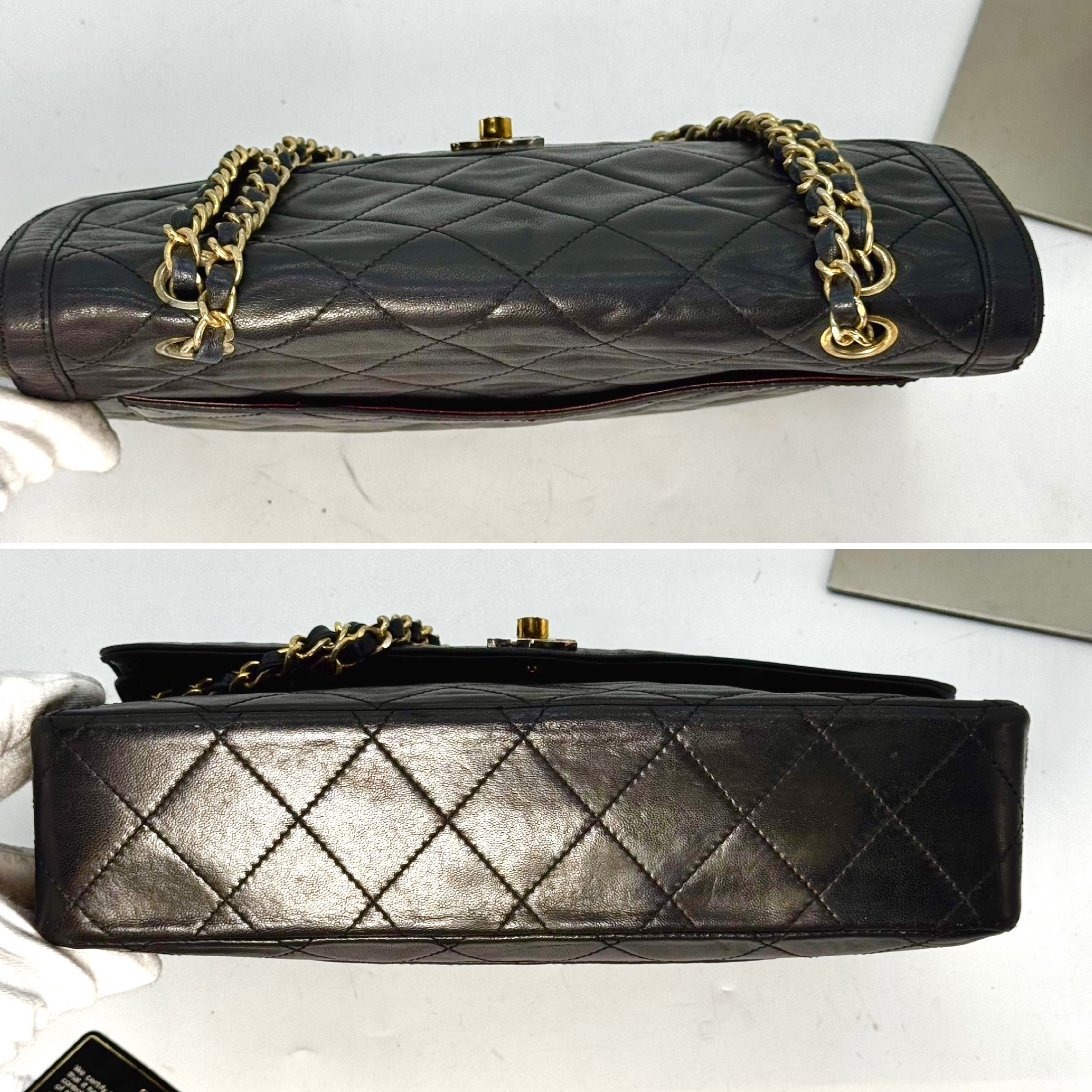 Matelassé Lambskin Double Flap Chain Shoulder Bag, Paris Limited Edition, Black, 0778153, with Guarantee Card. — view 5