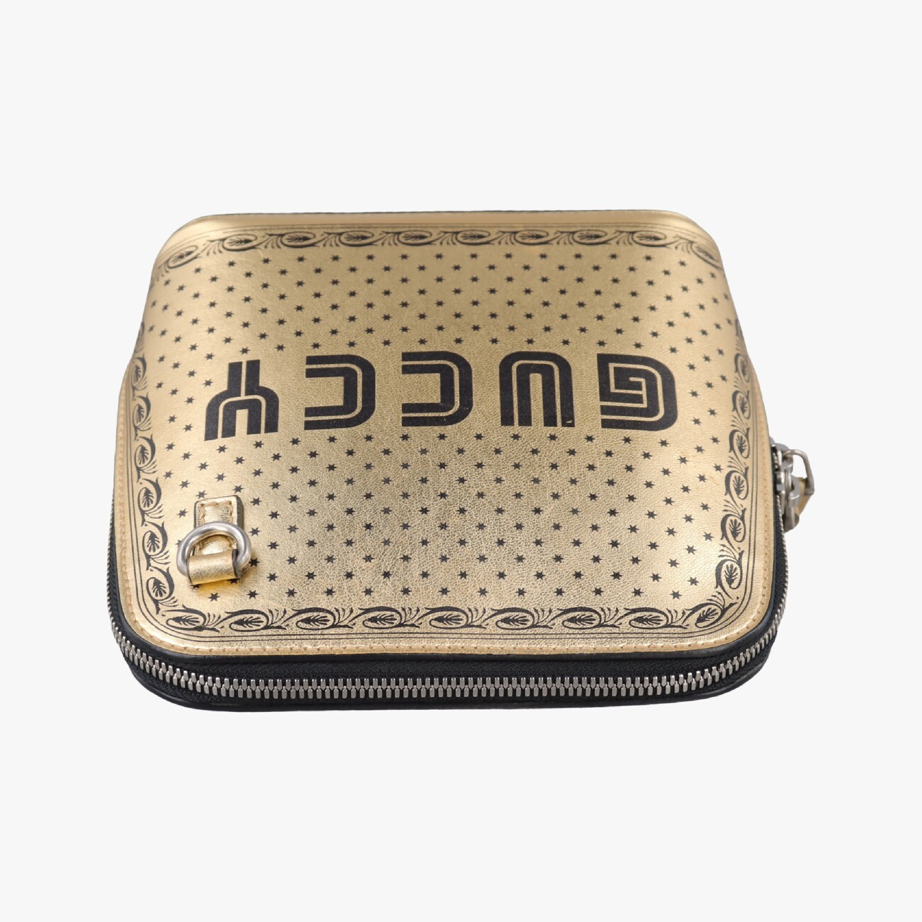 x Sega Collaboration GUCCY Print Gold Leather Shoulder Bag 511189 F024704930 — view 5