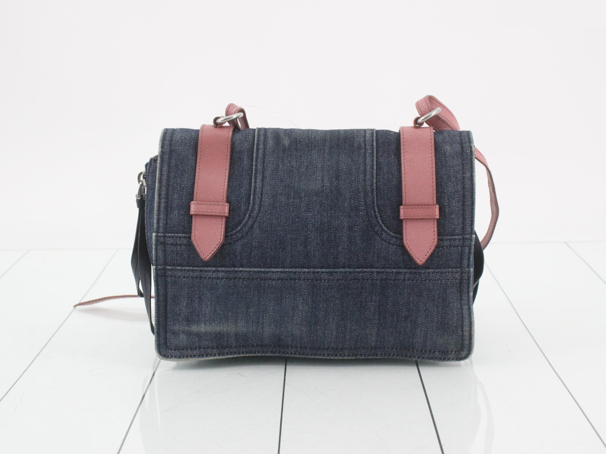 Denim Leather Semi-Shoulder Bag — view 2