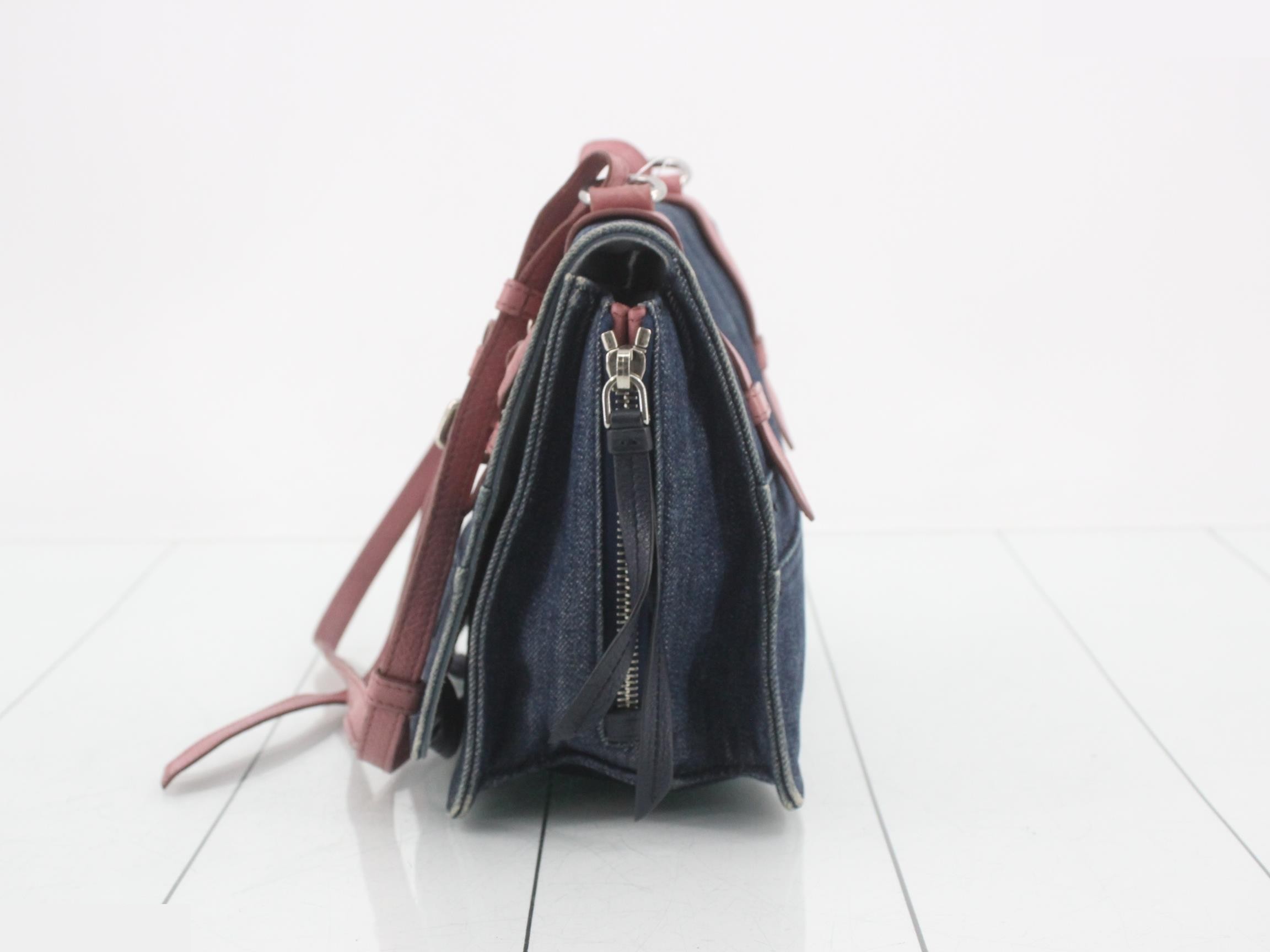 Denim Leather Semi-Shoulder Bag — view 3